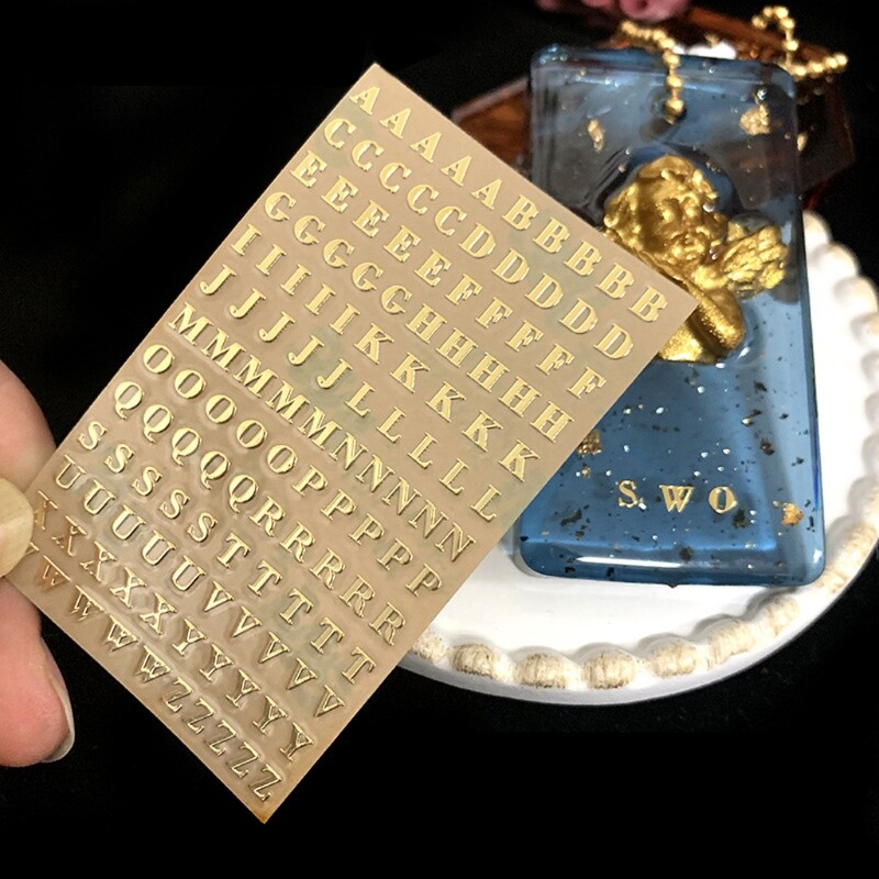 5Pieces/set Gold Silver 3mm Number Stickers Mini Glitter Letter Sticker