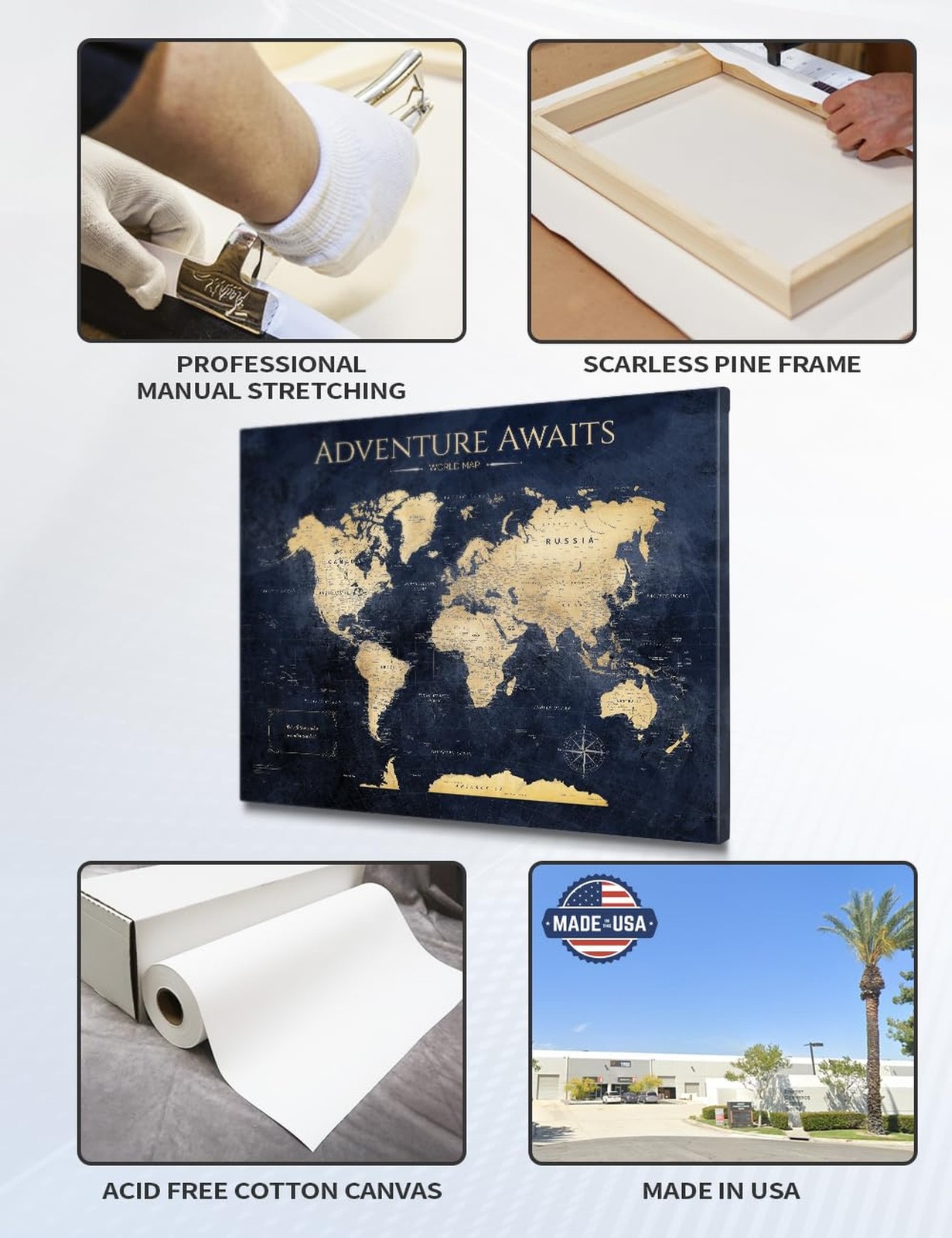 IPIC – World Map Canvas Painting for Wall Decor, Pinnable Travel Map, 30" x 2…