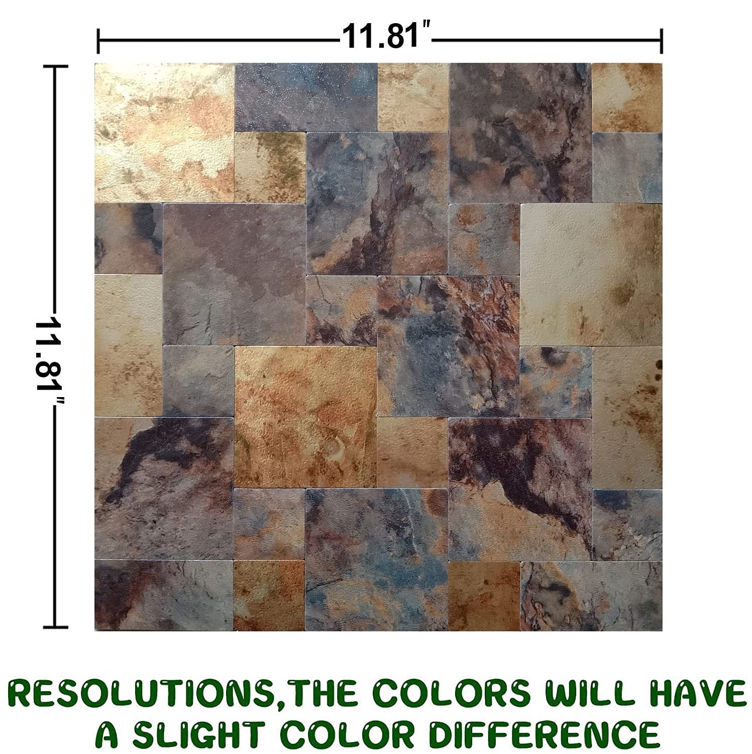 10-Peel and Stick Backsplash Stone Tiles, Brushed Aluminum PVC Surface Metal …