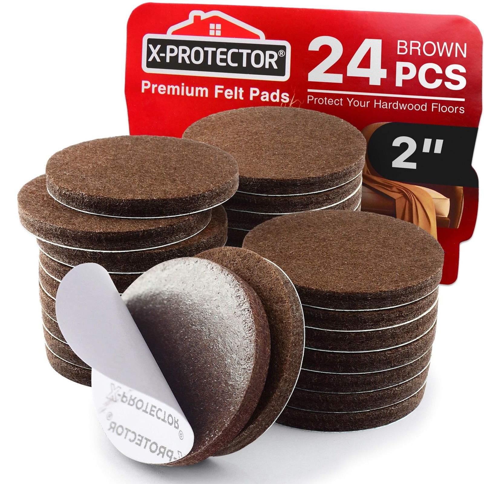 X-PROTECTOR Felt Furniture Pads – 24 PCS 2" – Felt Pads Floor Protectors – Ch…
