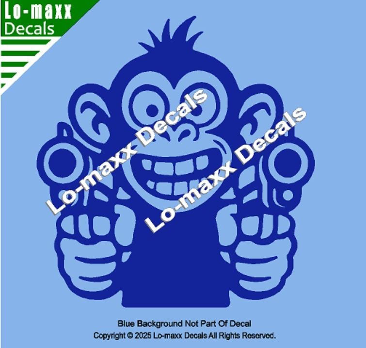 Monkey With Guns Die Cut Sticker Vinyl Decal For Car Fridge Locker Laptop