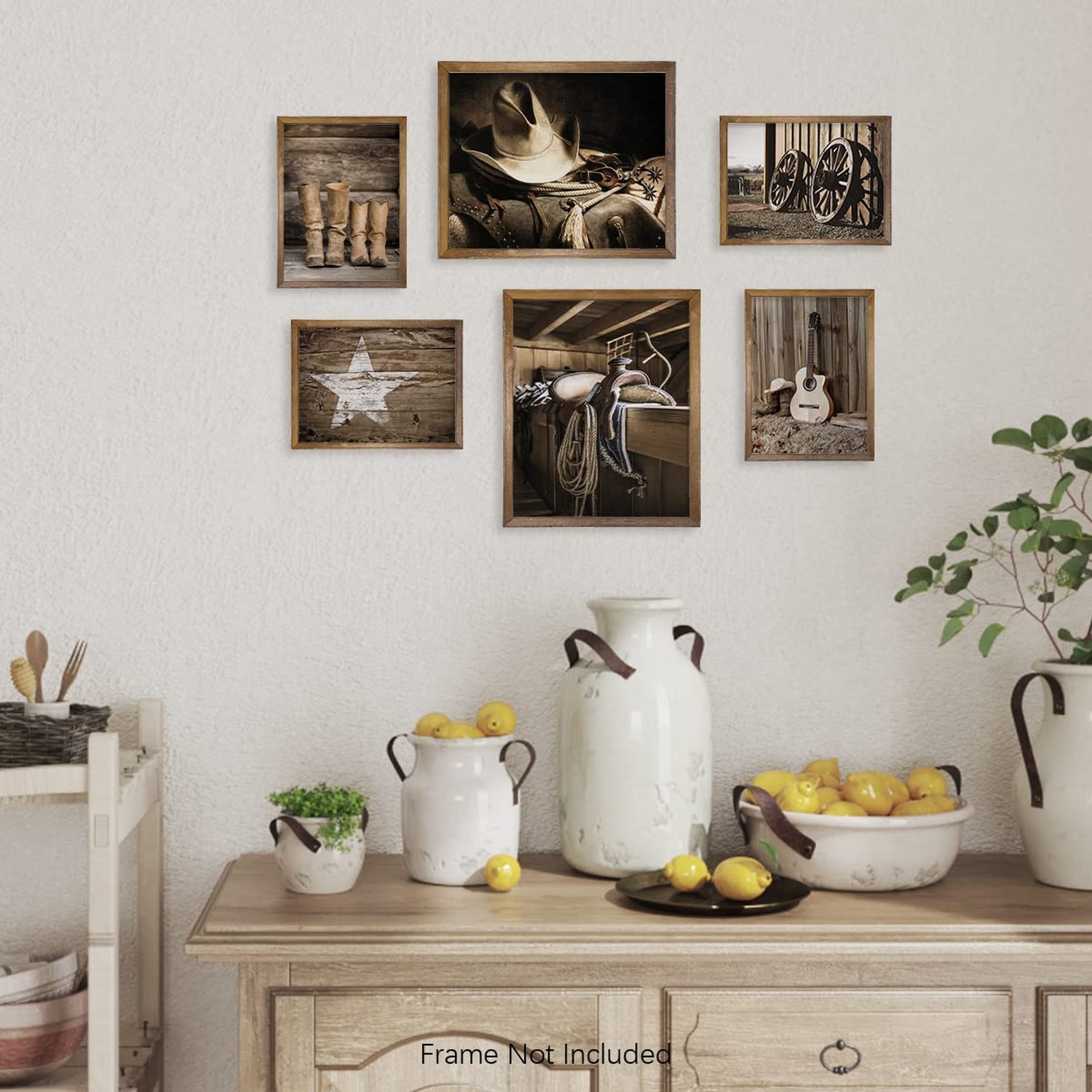 Art for Cowboy Men Cowgirl – Set of 6 – Rustic Farmhouse Bathroom Poster – Bo…