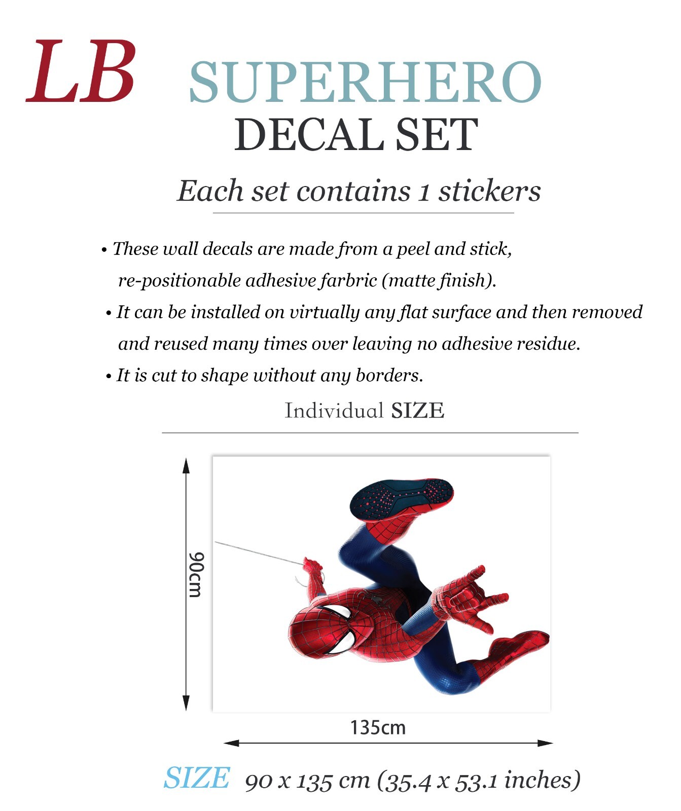 Avengers Spiderman Superhero Nursery Boy Bedroom Wall Decal Sticker