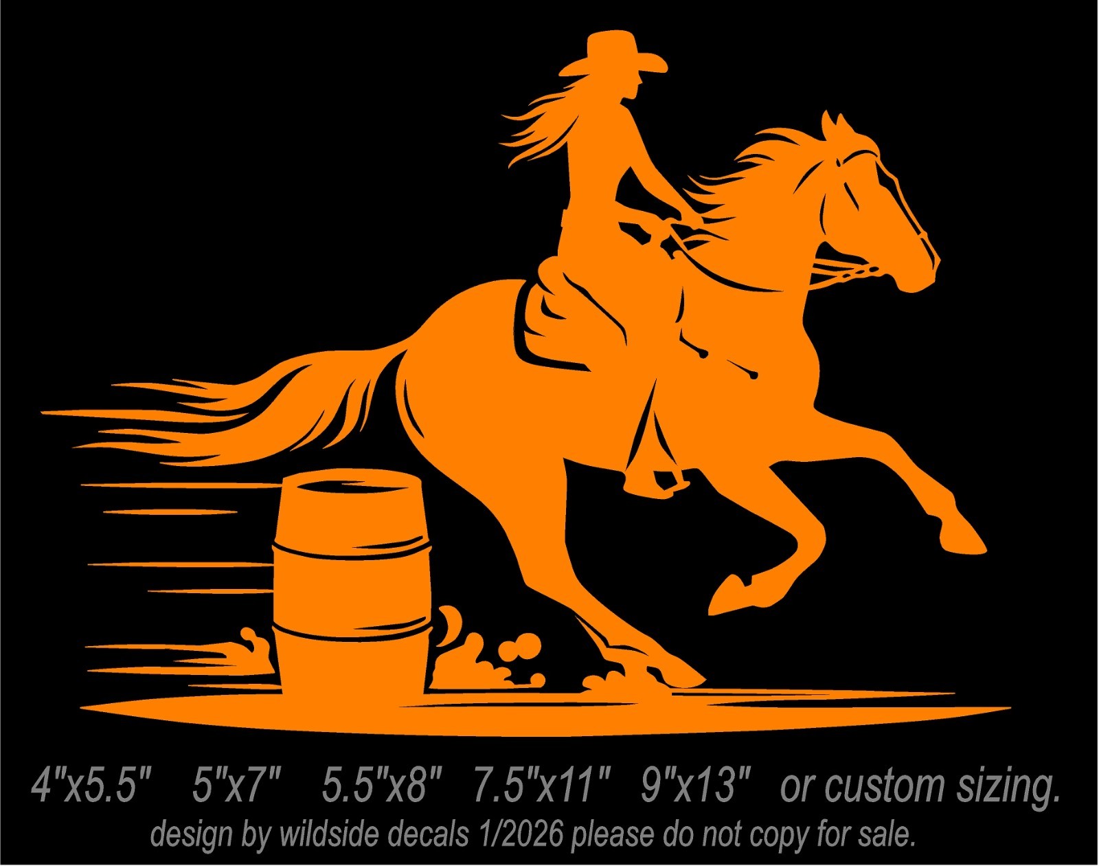 Female Barrel Racer Vinyl Decal car window horse trailer sticker