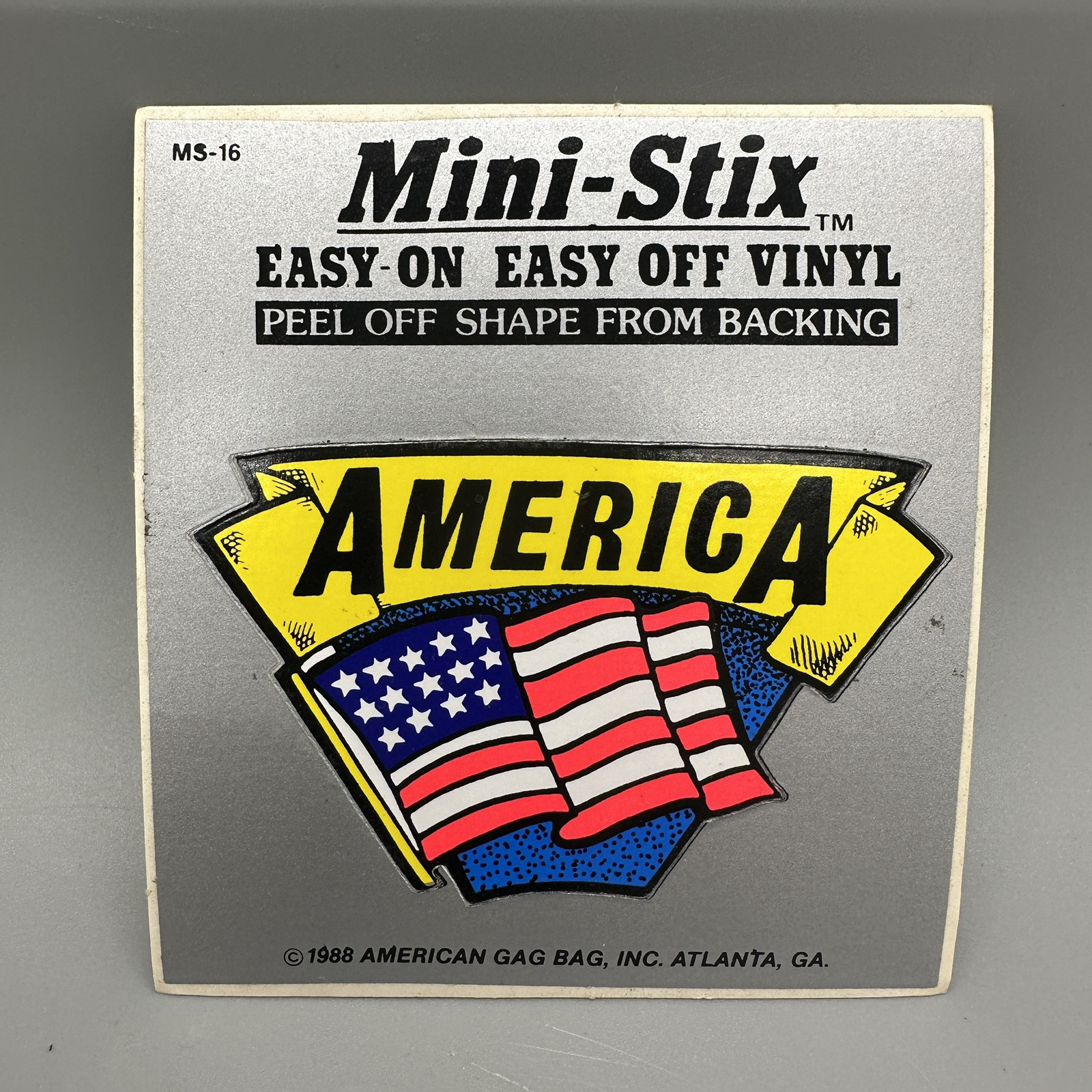 1988 Vintage "America" US Flag – Black Light Retro Vinyl Sticker Cut-Out