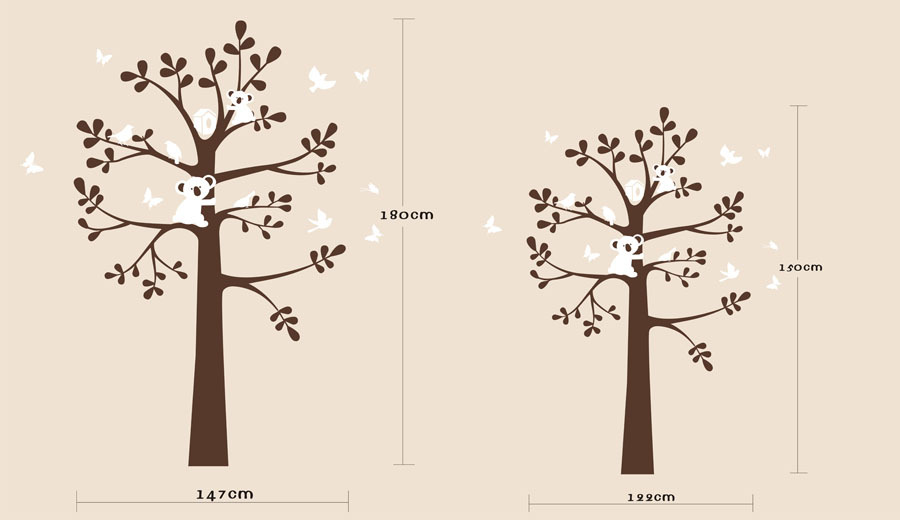 Koala butterfly bird tree sticker wall Decal Removable Art Vinyl Large kids Nurs