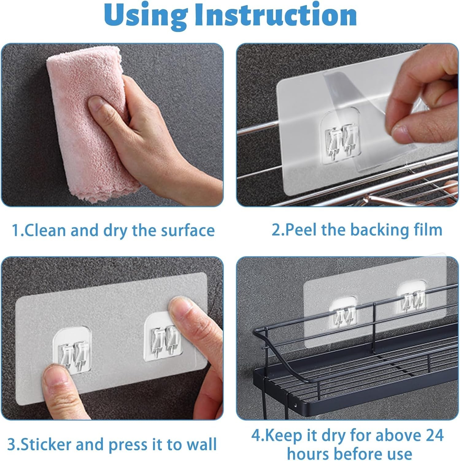 Compact 4 Pack Adhesive Suction Stickers for Effortless Bathroom Organization