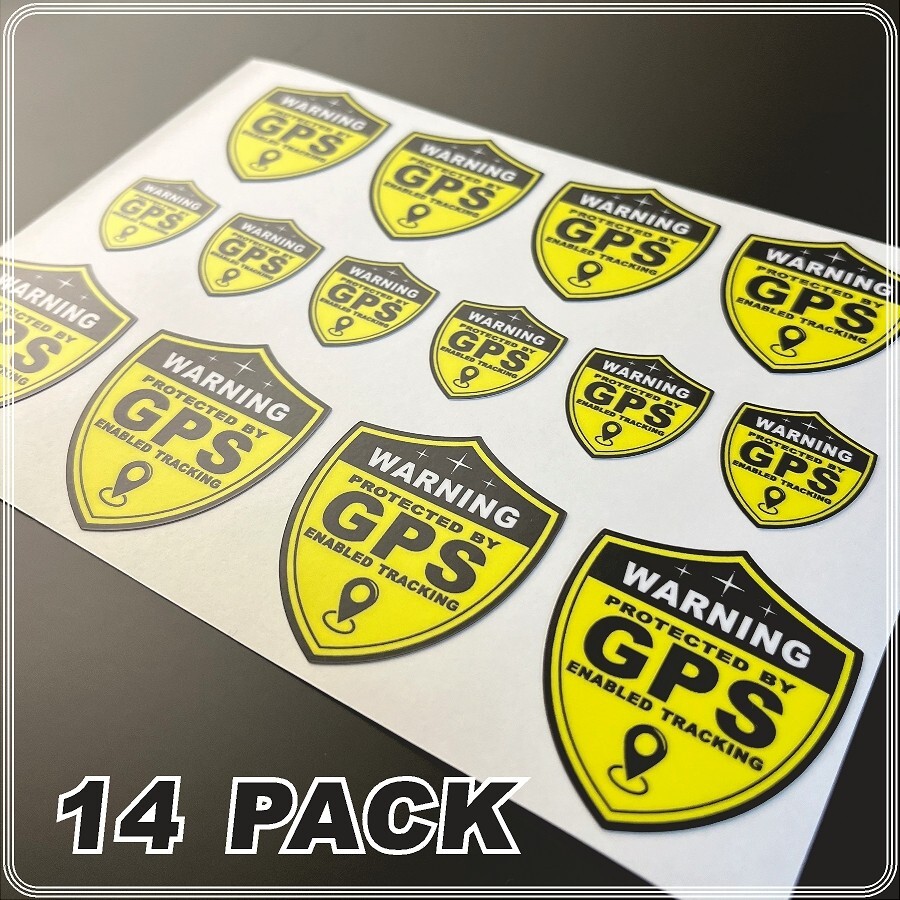 14 PACK GPS Tracking Warning OUTSIDE MOUNT Theft Deterrent Stickers High Quality