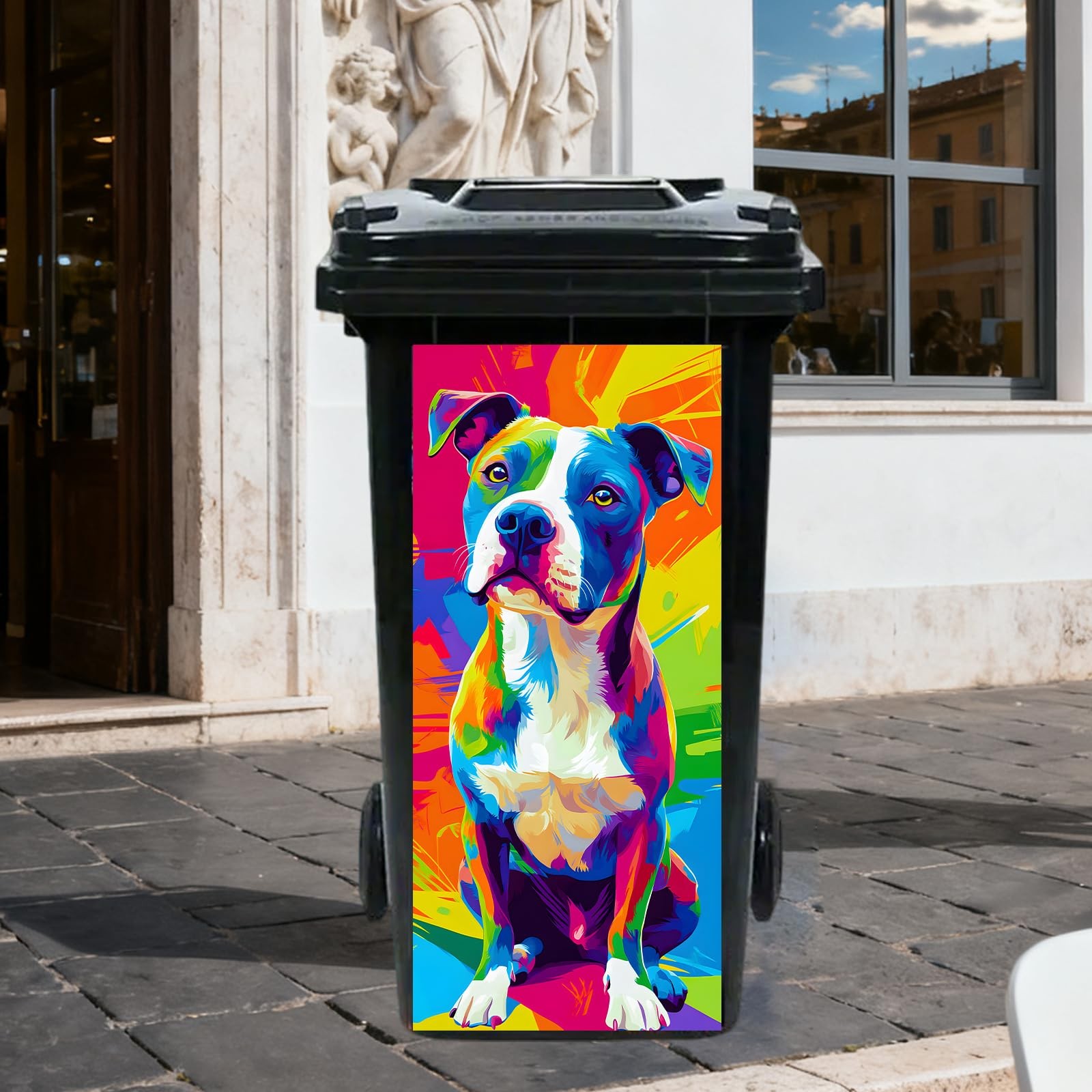 Colorful Dog Garbage Can Stickers, PVC, 14.57×32.28 Inches – Trash Sticker fo…