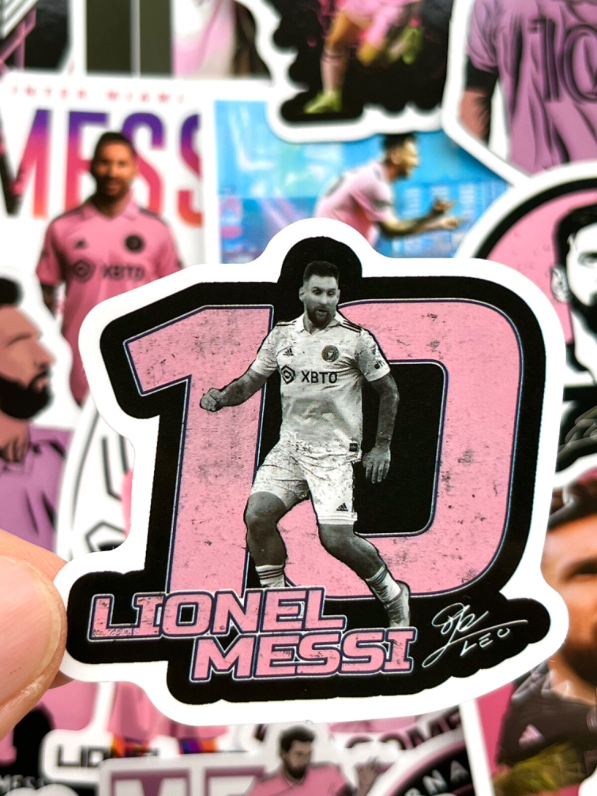 5-50 pcs Messi Inspired Stickers, Miami Pink World Cup Trophy Laptop Car Decals