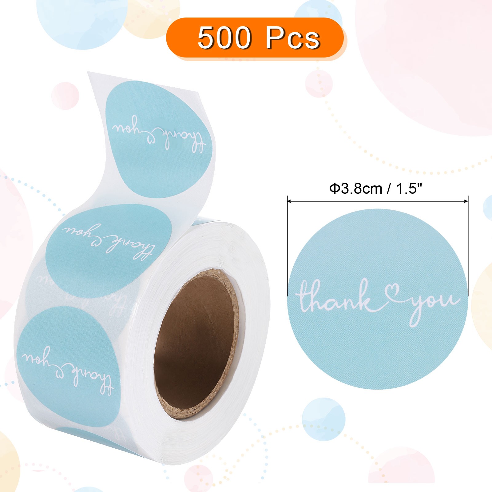 500 Pcs Thank You Stickers 1.5" Self Adhesive Round Blue Style P