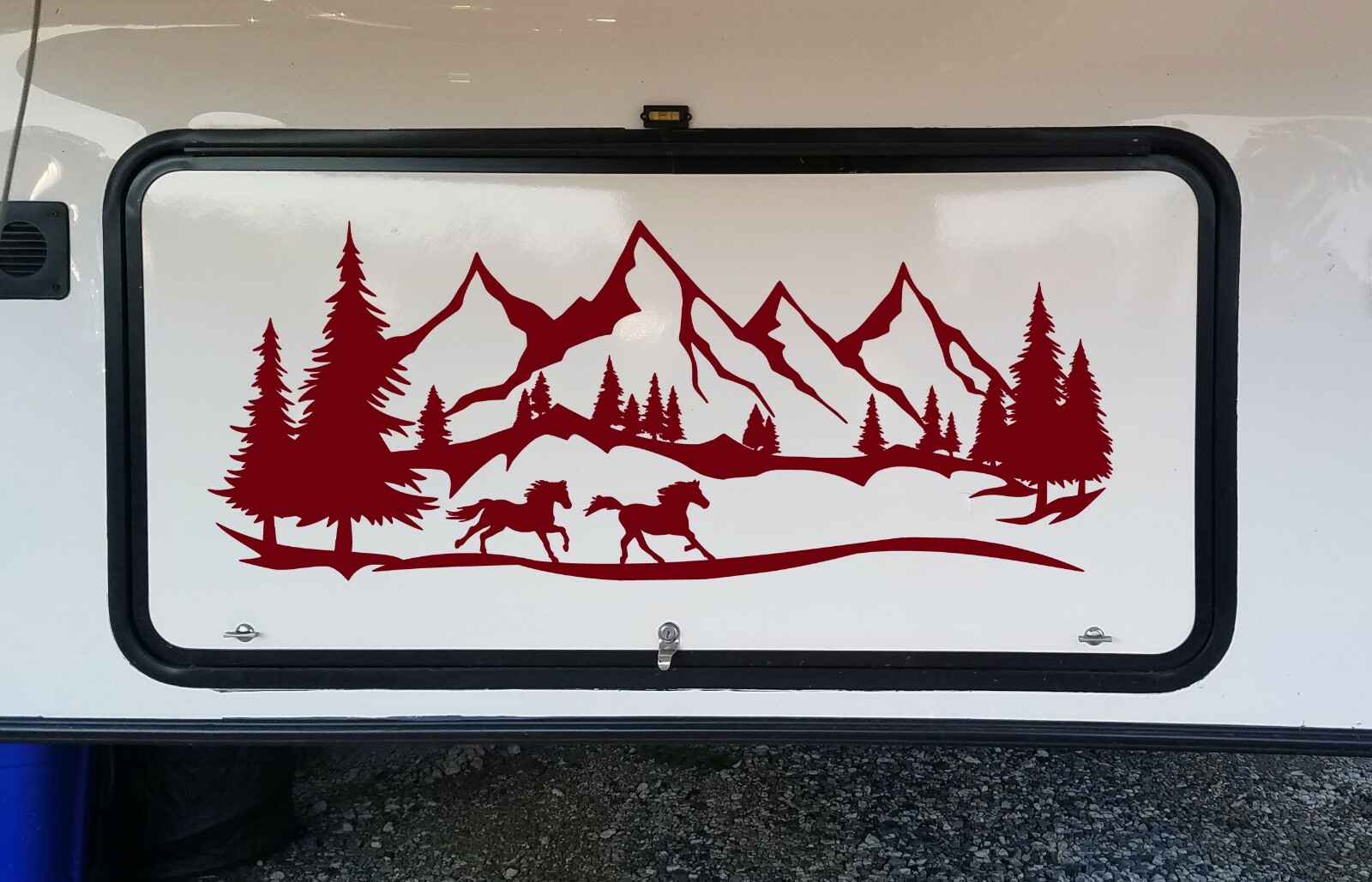 Horses Running Mountains Forest Scene Vinyl Decal V3 – Camper Graphics – Die Cut