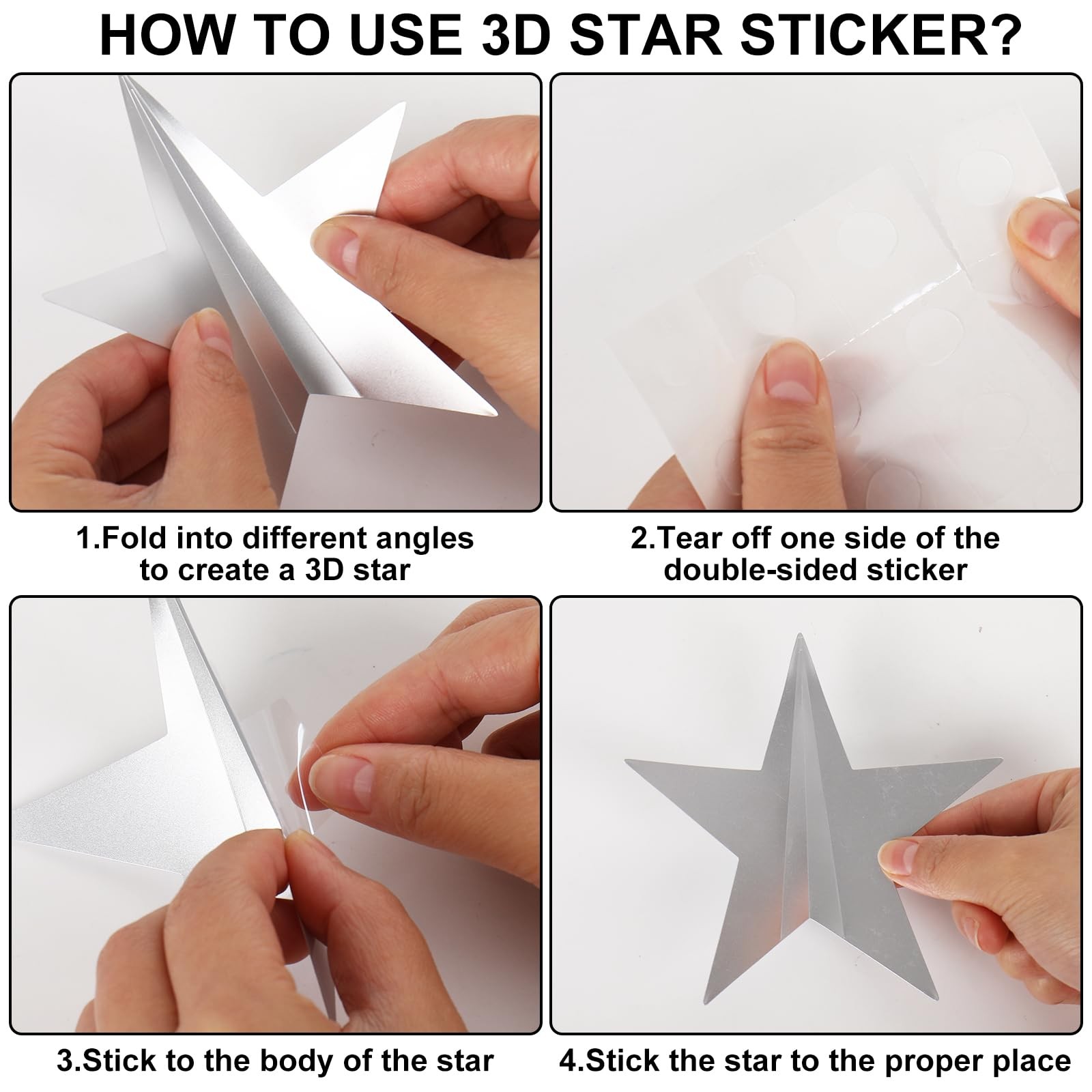 72Pcs 3D Patriotic Wall Stickers Red Blue White Star Window Decals 4th of July R