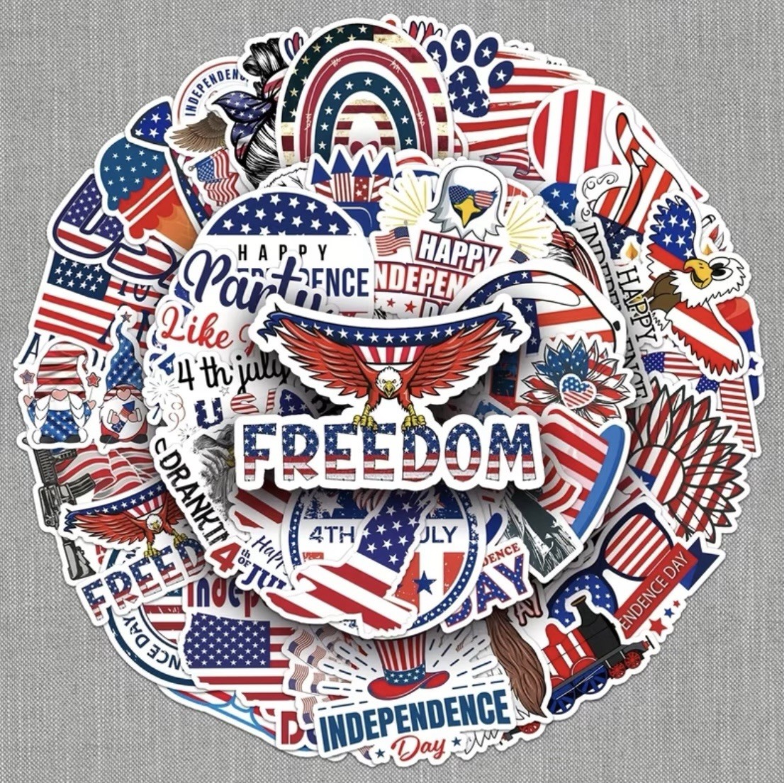 10 Matte Stickers- 1”-2.5”inch USA American Independence Celebration Freedom