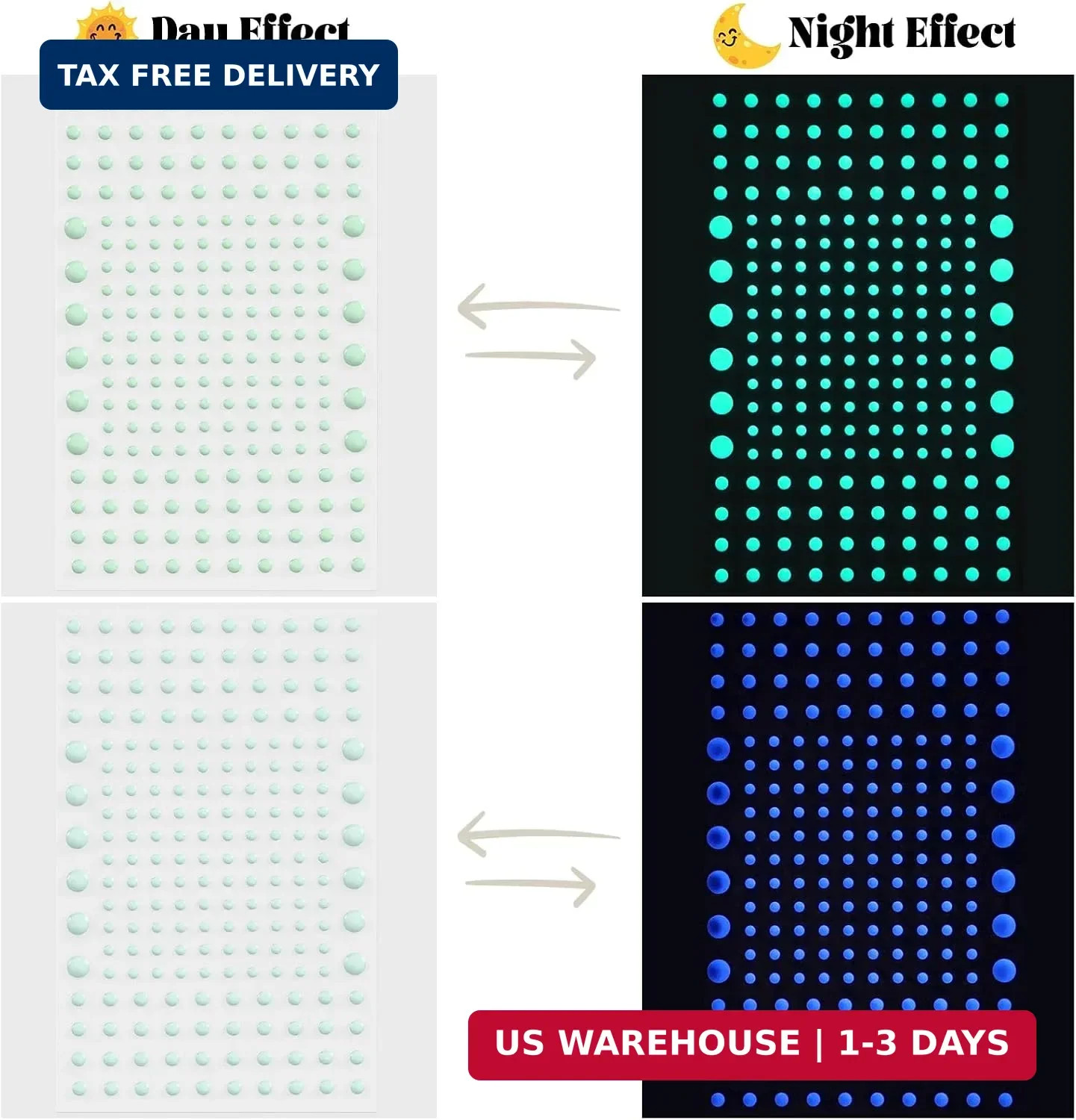 808 Pcs Glow in The Dark Stars for Ceiling, Glowing Stars Wall Decals, 3D Green