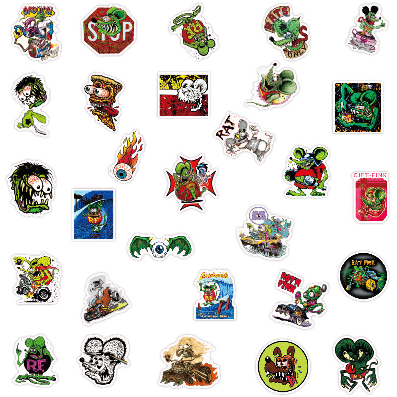 100Pcs RAT FINK Sticker for Adults Teens Girls Scrapbooking Water Bottles