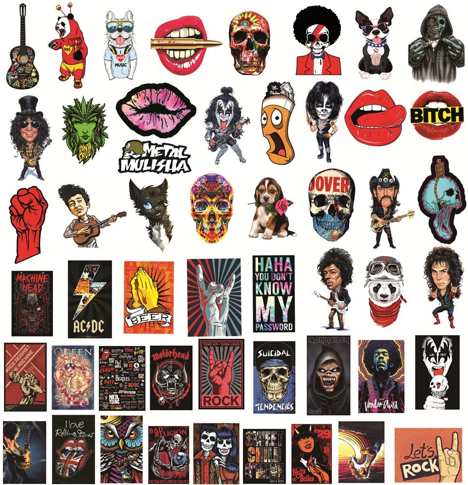 100pcs Rock N Roll STICKER, Music Metal Rock Heavy metal Punk Stickers#113155