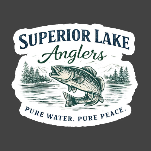 Fishing Sticker Vinyl Decal Superior Lake Anglers Outdoor Nature