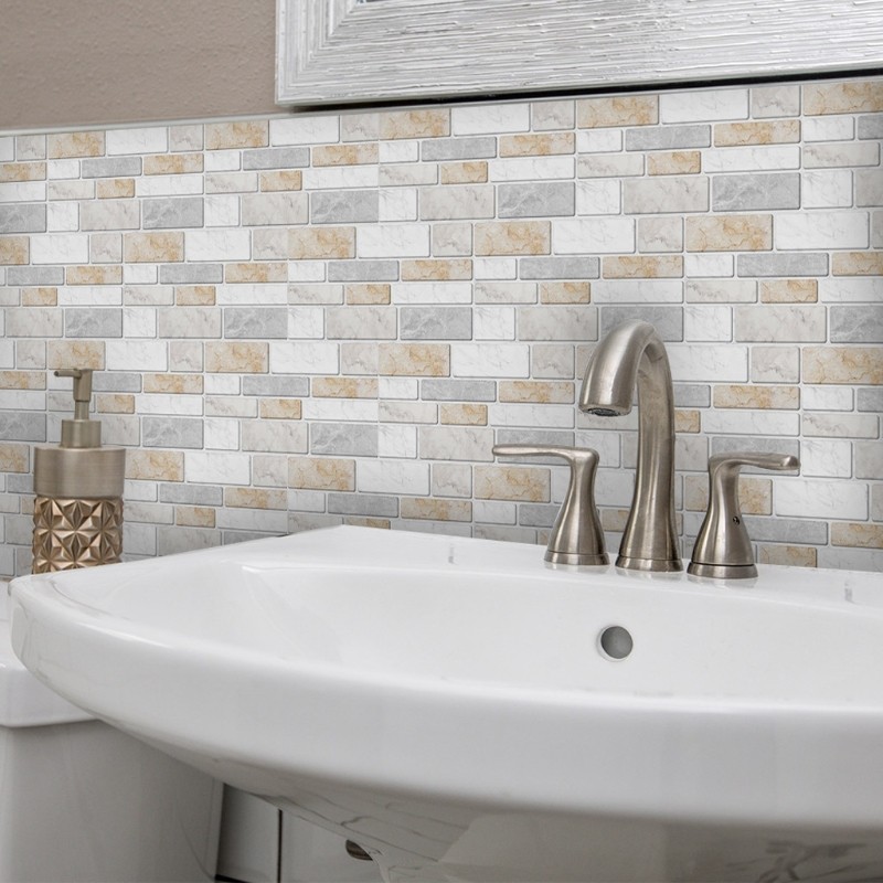 27pcs Imitation Marble Brick Tile Stickers DIY Self Adhesive Kitchen Floor Wall