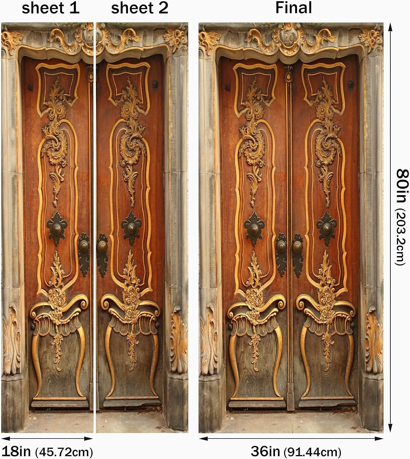 Door Decal Sticker – Luxury Wood Grain,Peel and Stick Mural,Combined Size 36"…