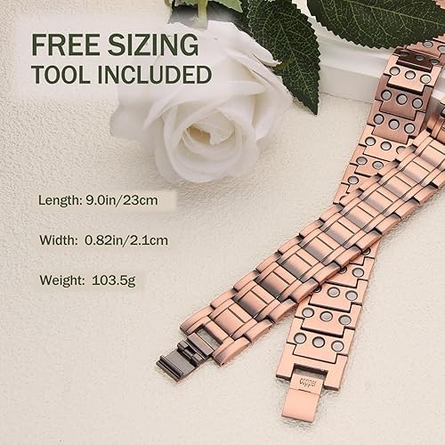 MagEnergy Copper Bracelet for Men 3X Magnetic Bracelets 99.99% Pure Copper Wrist
