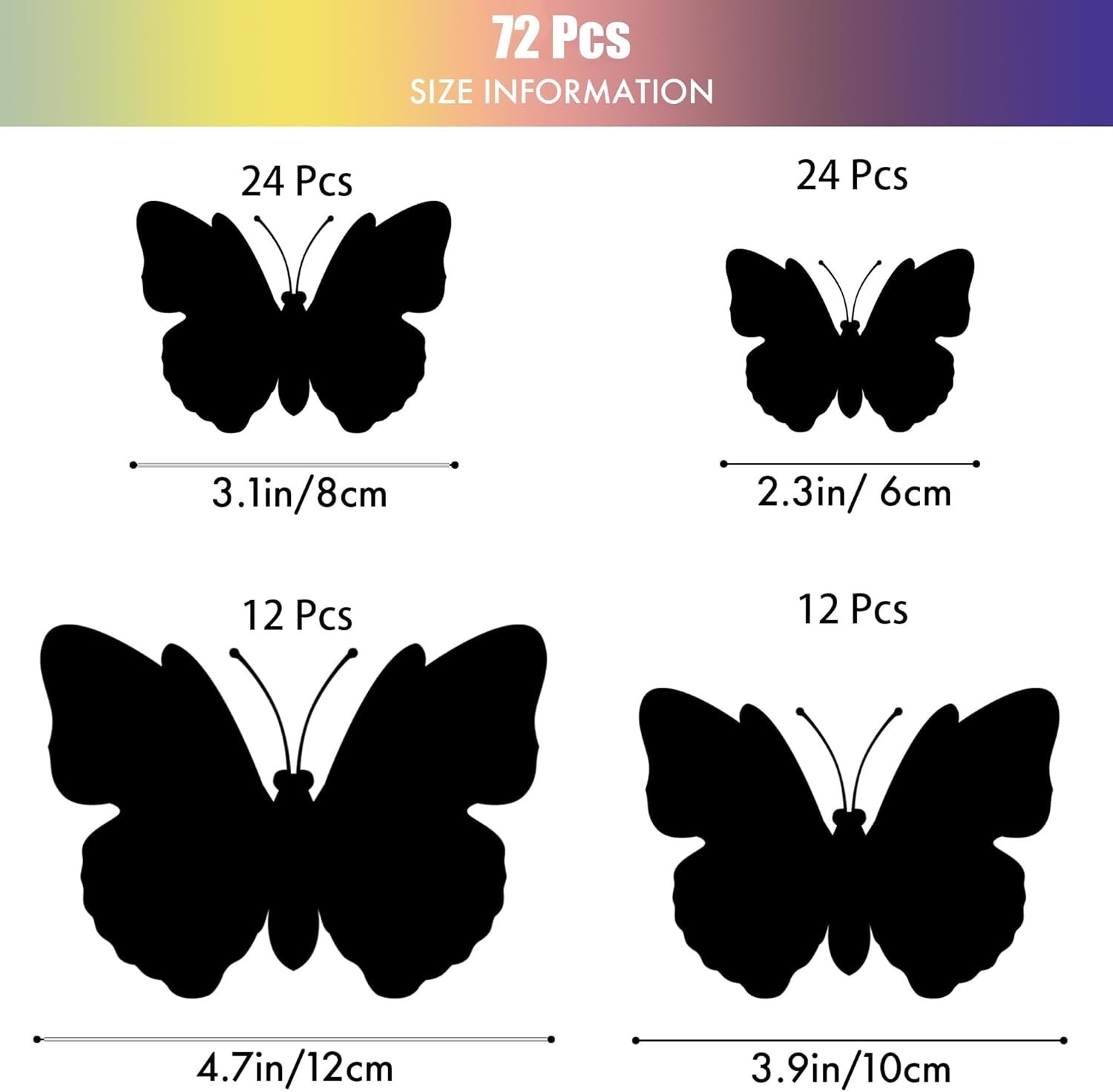 Metallic Texture Cardboard Butterfly Decals