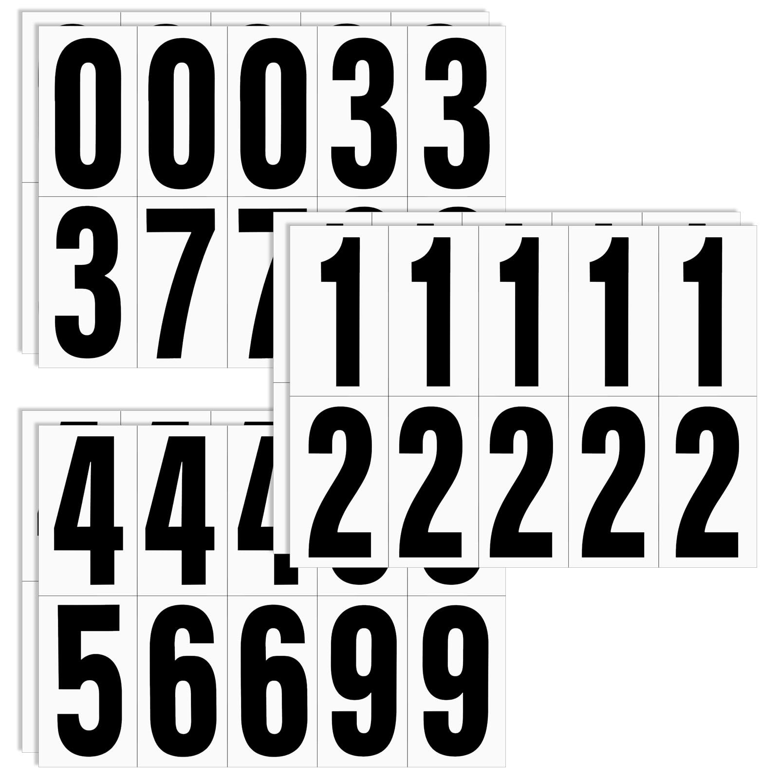Reflective Number Stickers, 6 Sets 4 Inch Vinyl 4 Inch, Black Mixed 60 Pcs