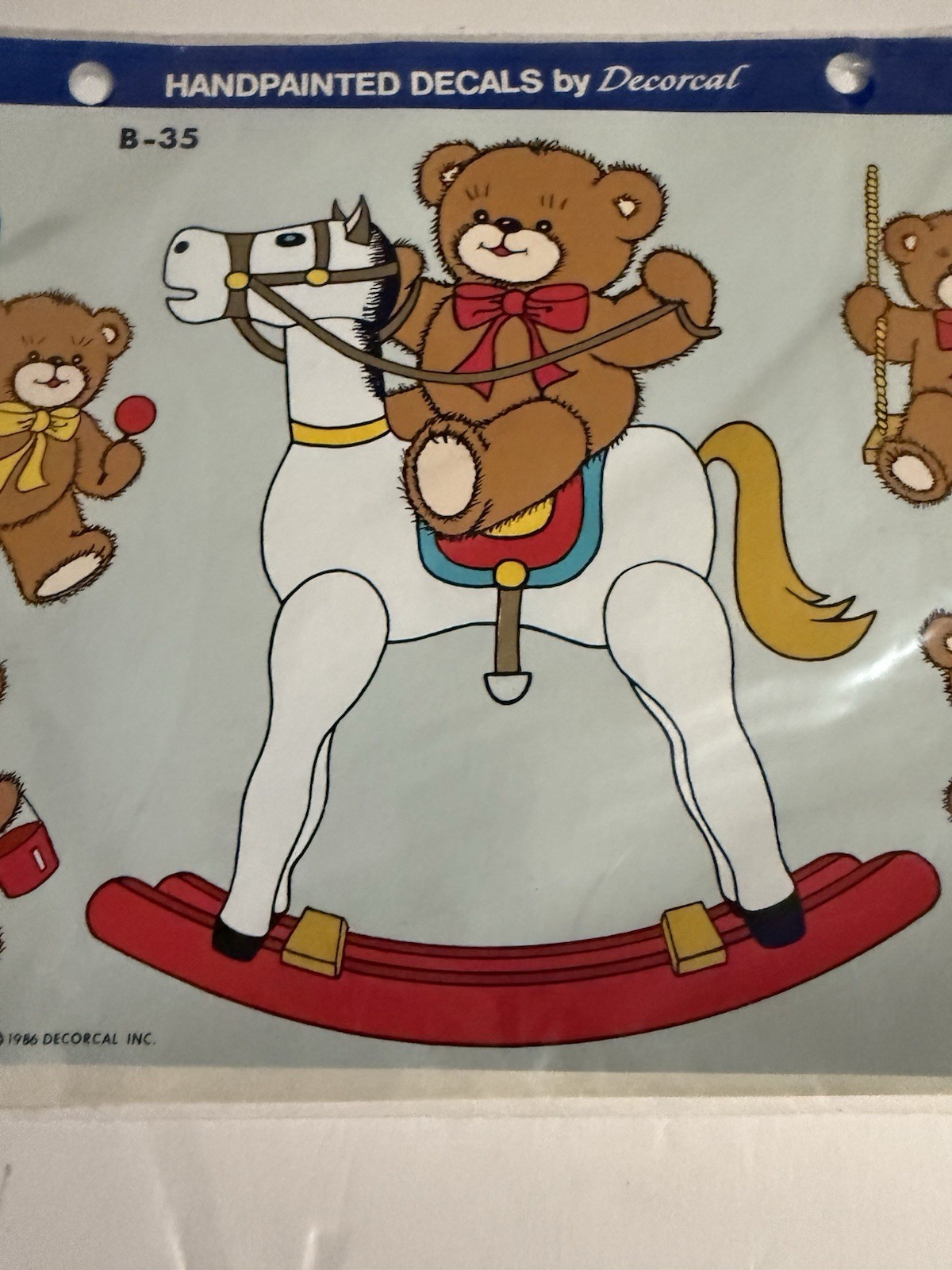 Vintage 1986 Decorcal Handpainted Decals Teddy Bears at Play B-35 stickers