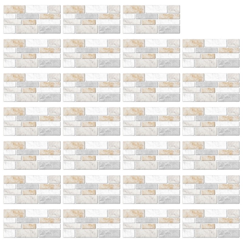 27pcs Imitation Marble Brick Tile Stickers DIY Self Adhesive Kitchen Floor Wall