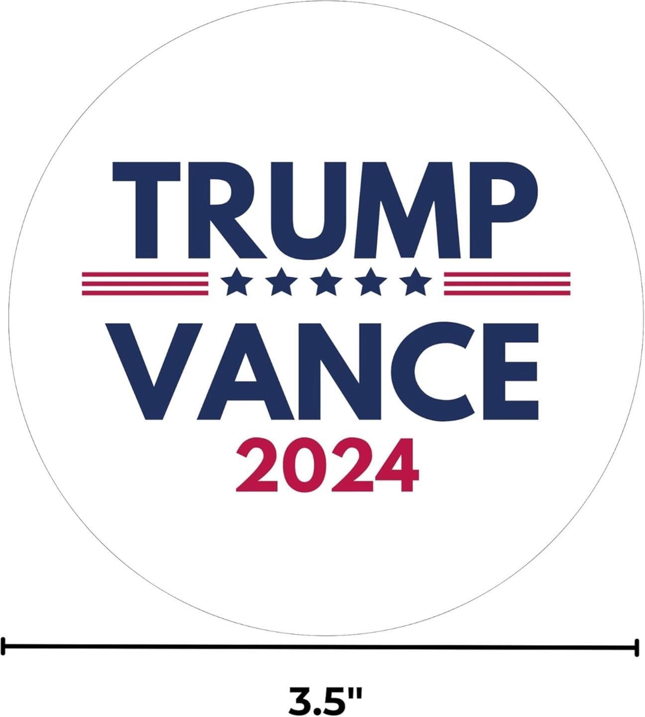 Mini White Trump Vance 2024 Presidential Campaign Auto Magnets 3.5 In Pack of 5