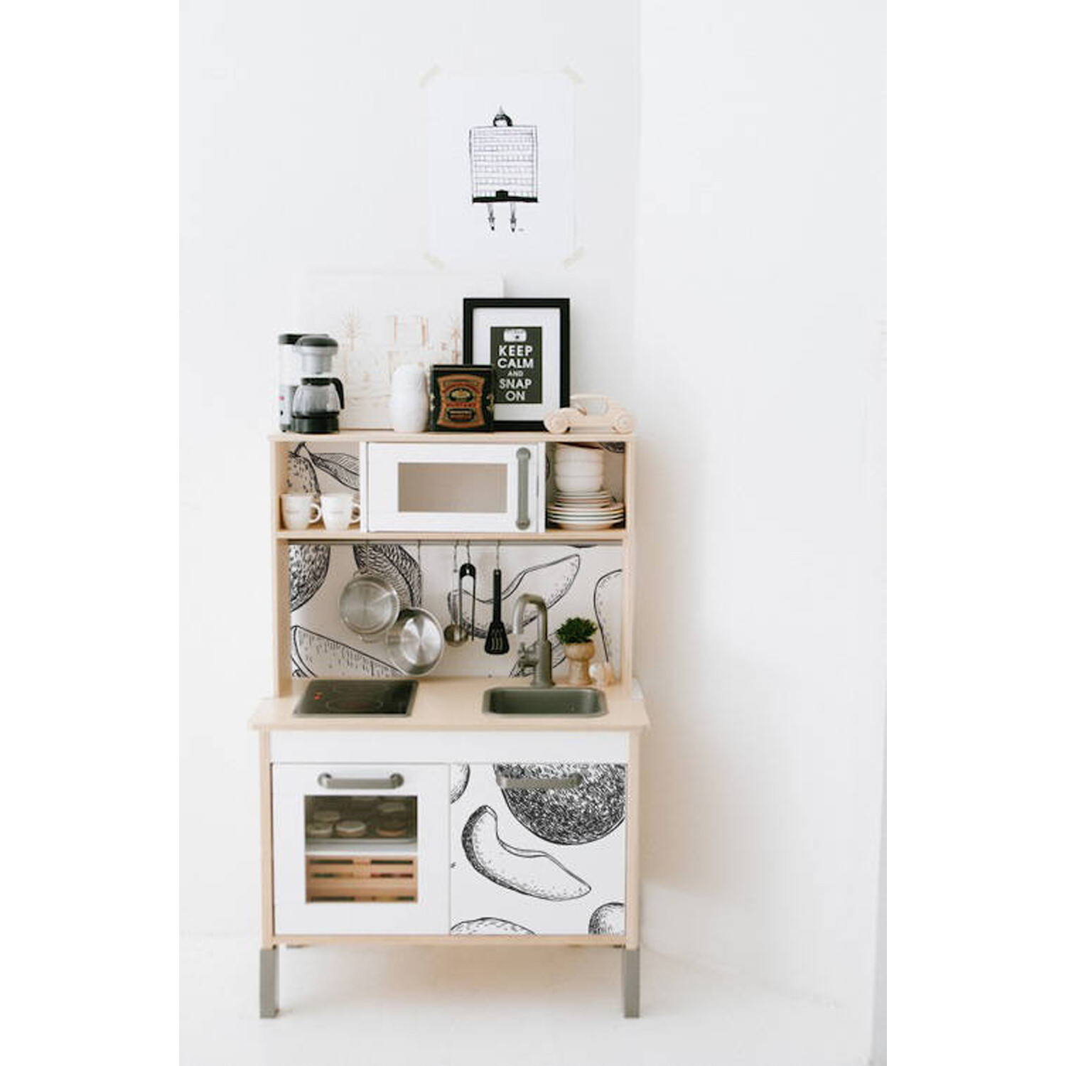 IKEA DUKTIG removable Decal adhesive sticker furniture black and white fruits