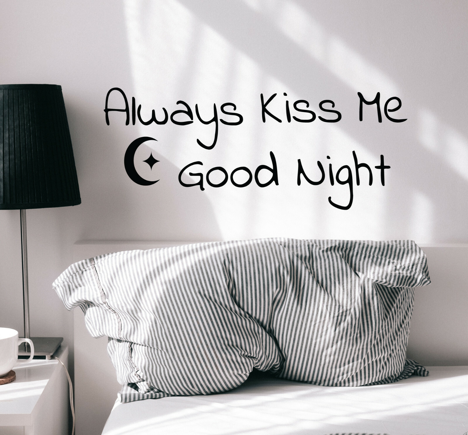 Wall Decal Stars Goodnight Love Romantic Vinyl Decor Black 22.5 in x 9 in gz356