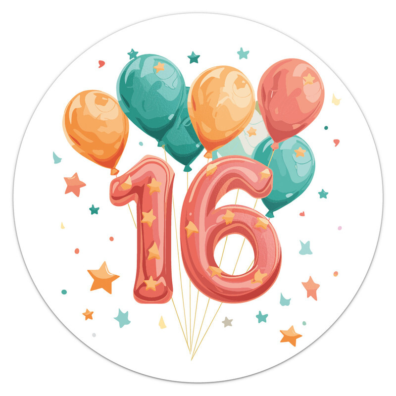Sixteen 16 Years Birthday – Car Bumper Sticker Vinyl Decal