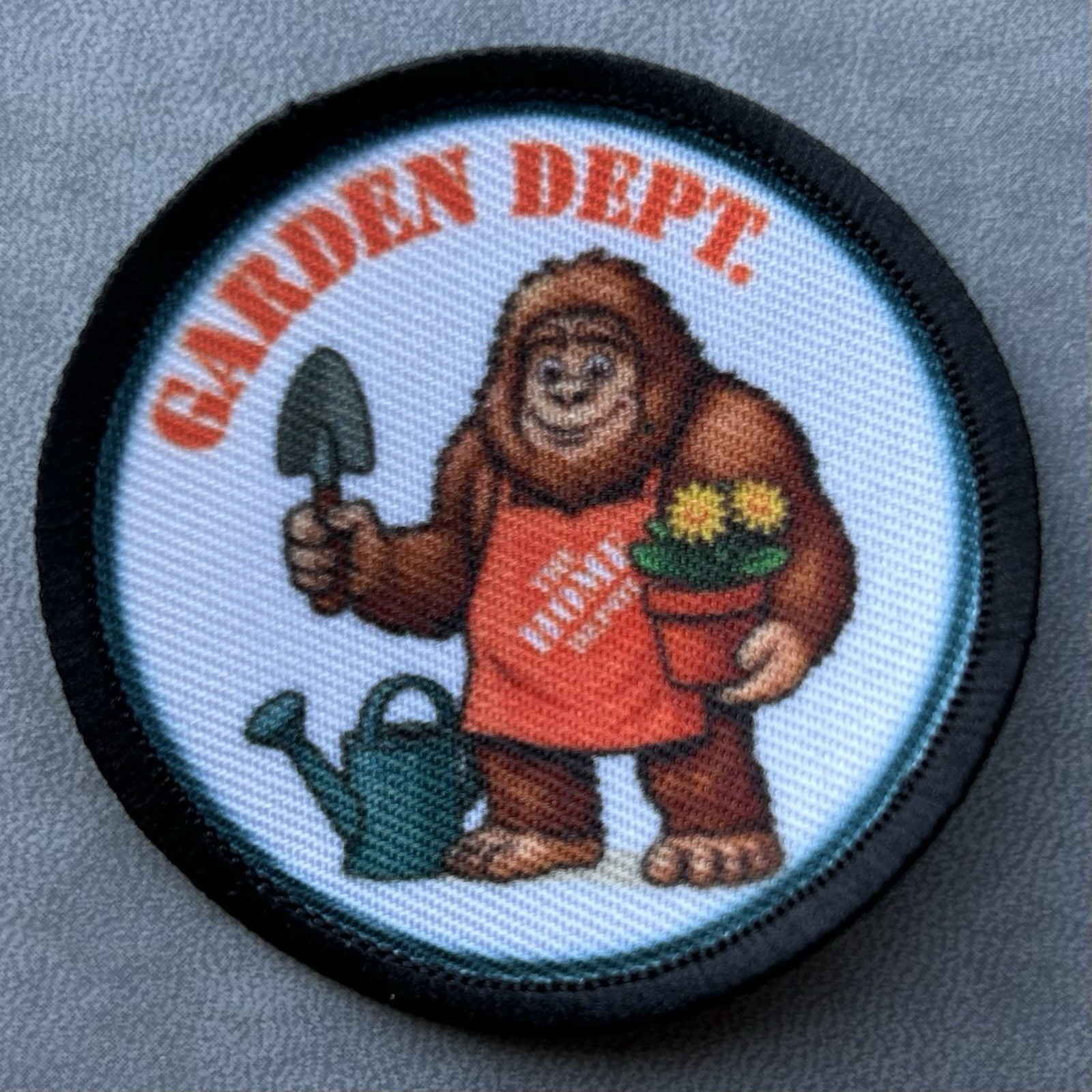 RARE Home Depot Apron Patch Badge Garden Department Associate Bigfoot Sasquatch