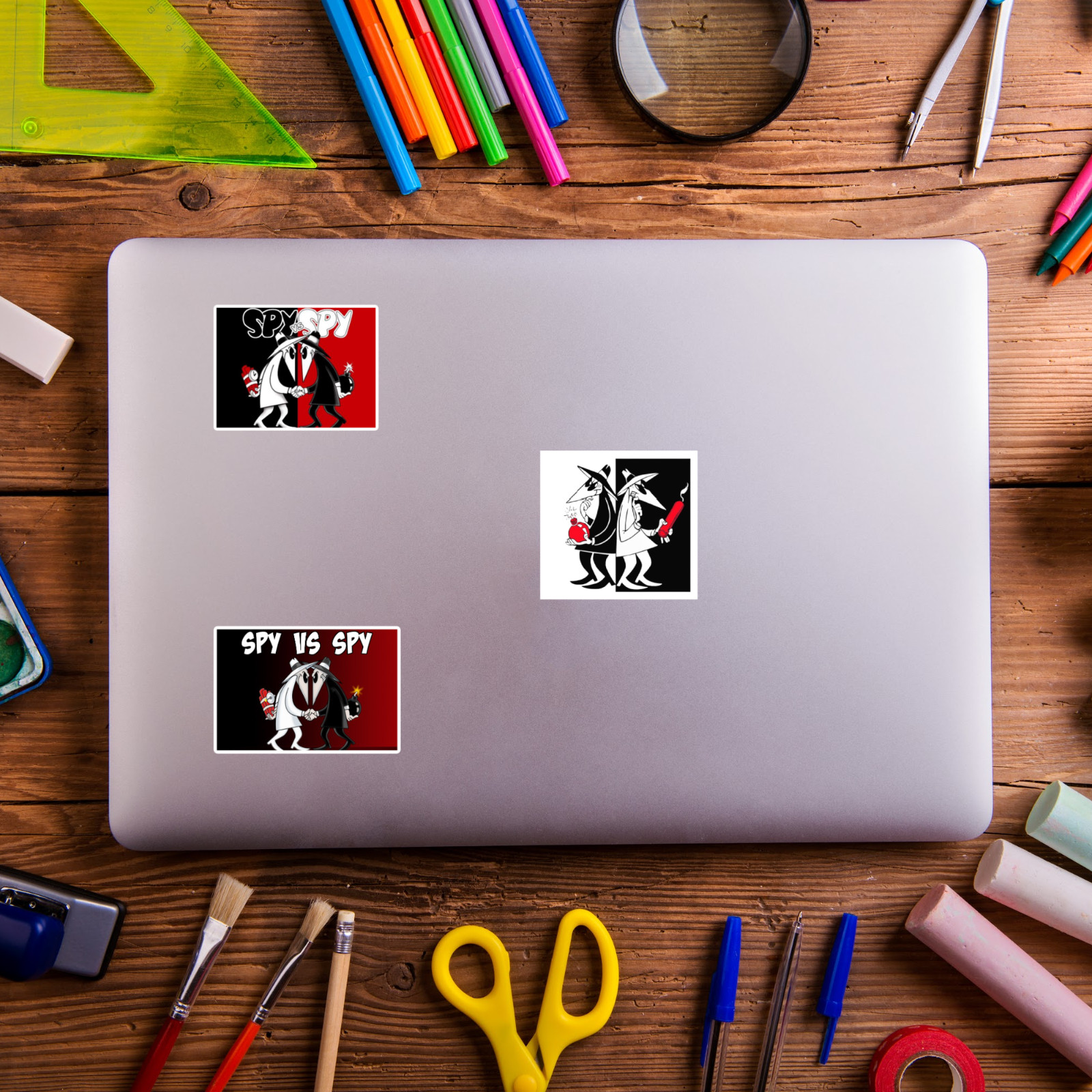 Set of 3 Spy vs Spy Nostalgic Spy Video Game classic Laminated Laptop Sticker