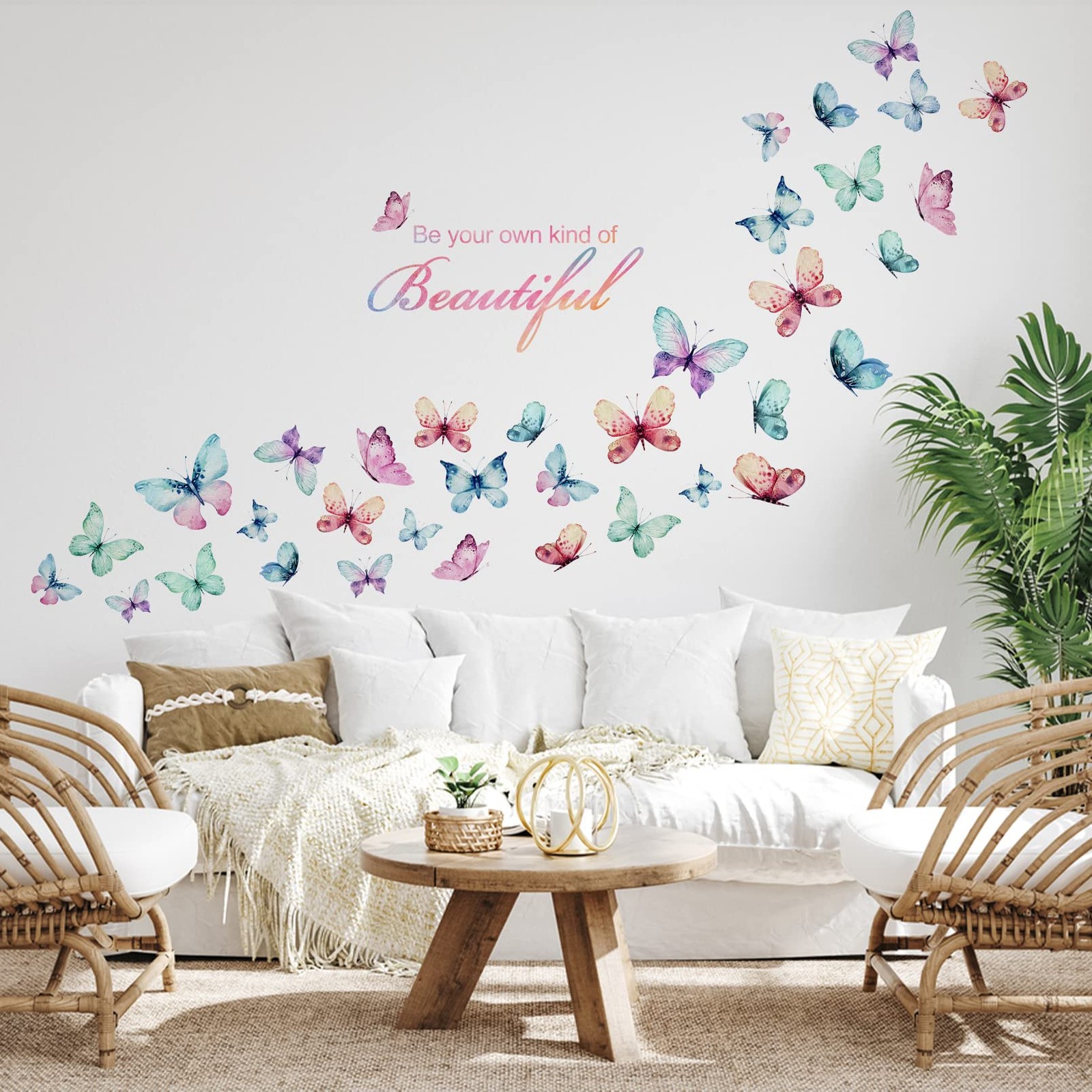 Girls Butterfly Be Your Own Kind of Beautiful Inspirational Quote Wall Decal …