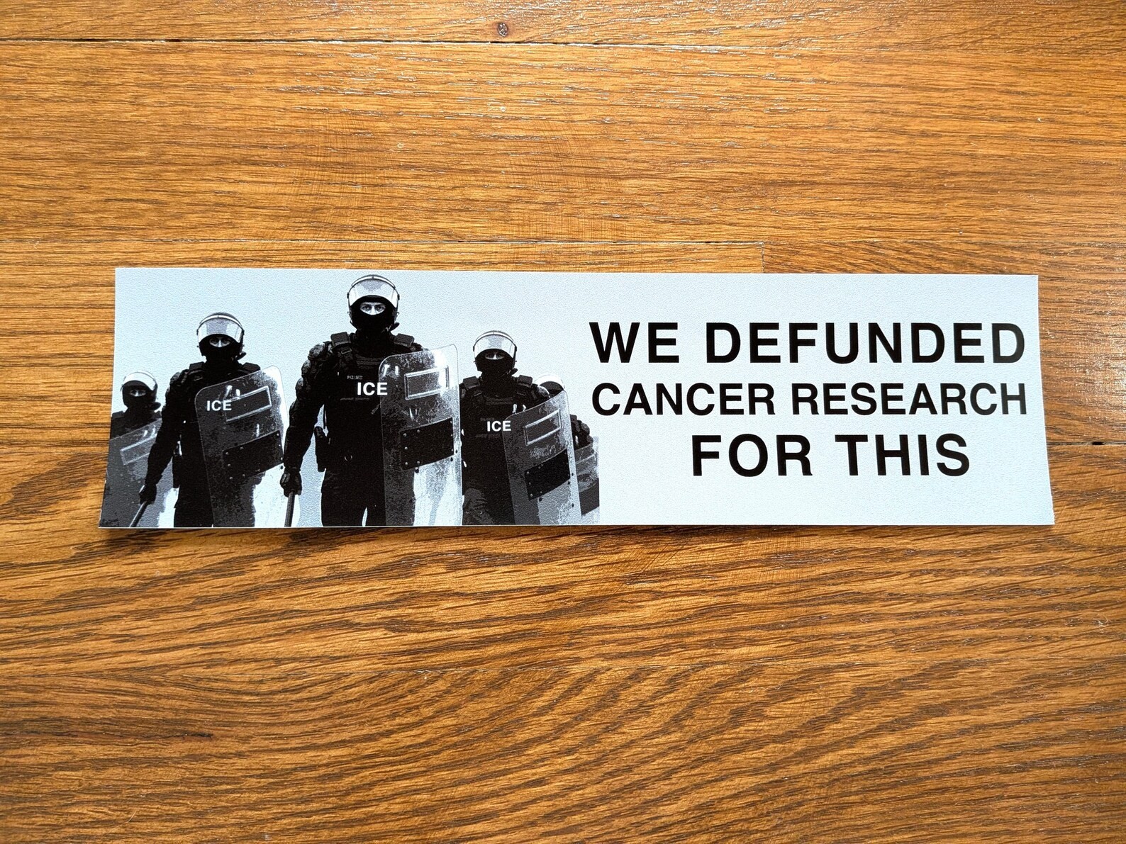 We Defunded Cancer Research for This Bumper Sticker / Magnet – Anti-ICE, Science