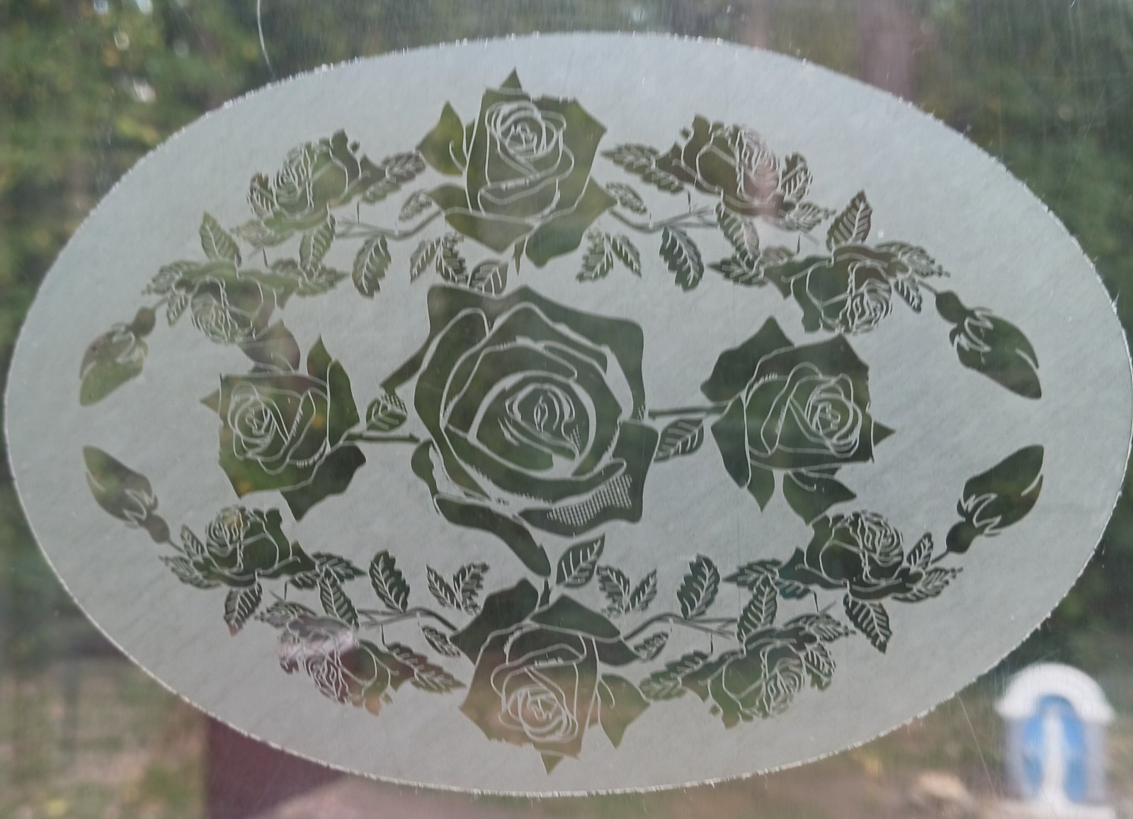 ROSE COLLECTION Decal 4"x6" OVAL Etched Glass Look Cling Removable & Reusable64