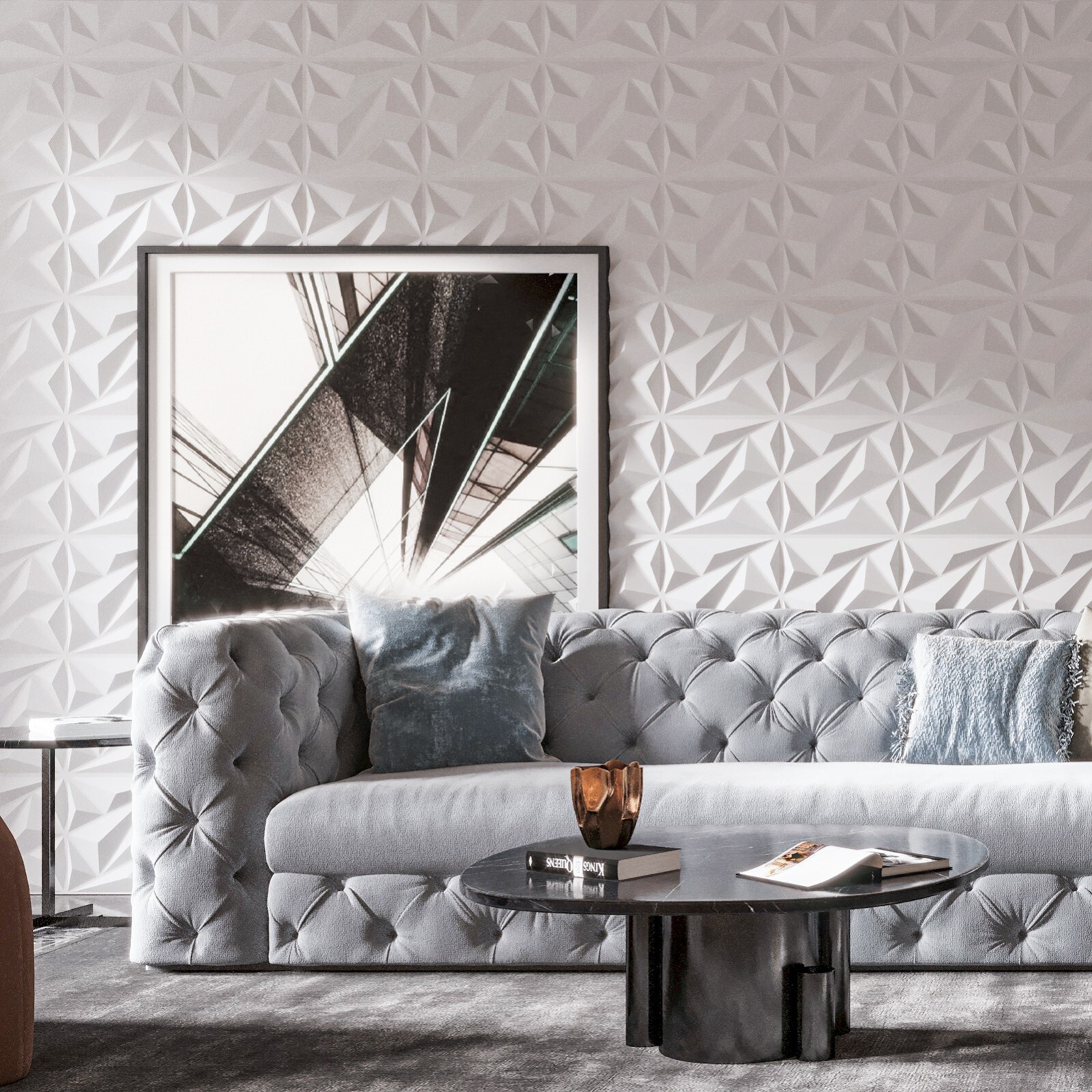 Art3d Dimensionally cut PVC ceiling and wall panels,12 pack or 33 pack