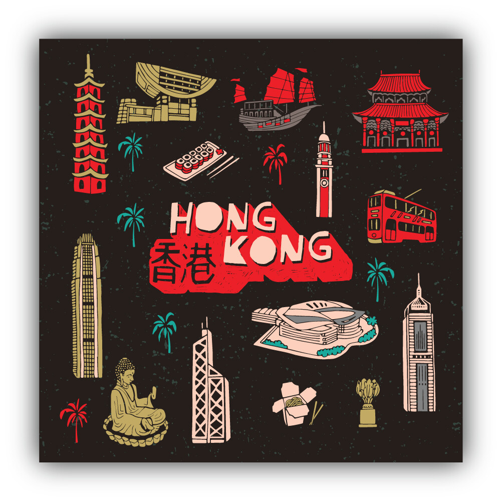 Hong Kong Illustration Vinyl Sticker Car Bumper Decal