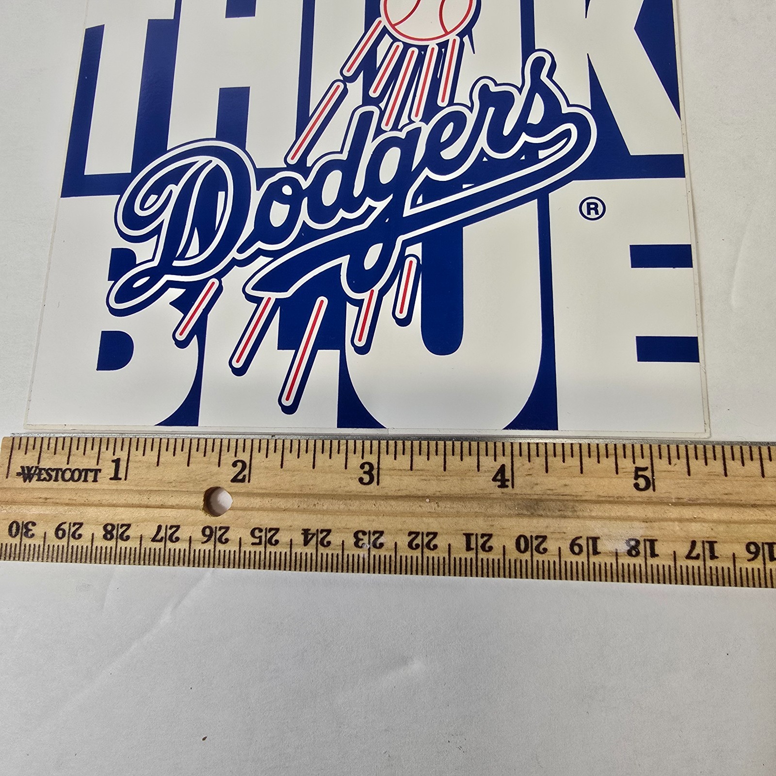 6 Think Blue LA Dodgers Sticker Blue and White 5.5 H x 4.5 W in