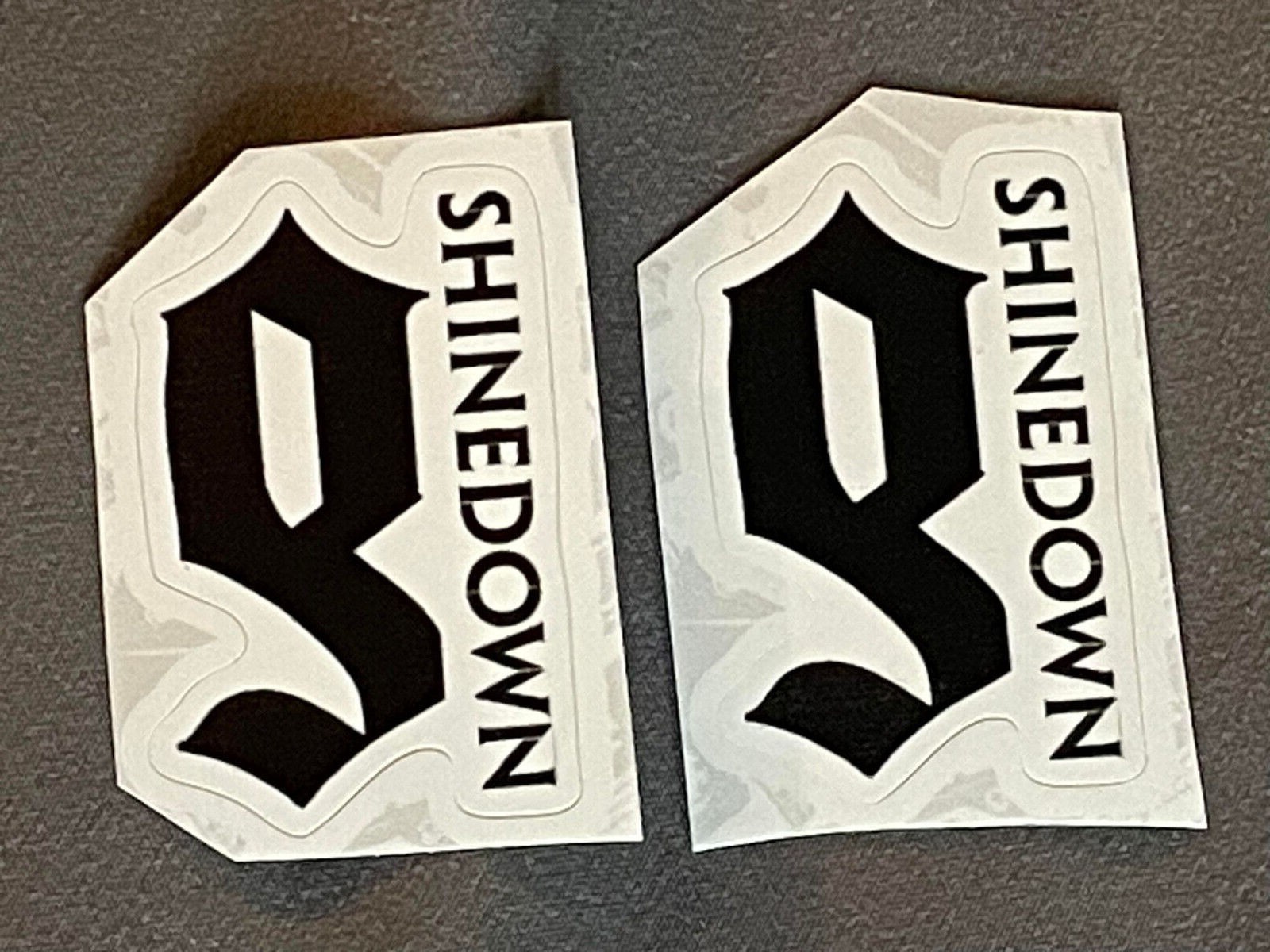 Lot (2) SHINEDOWN 1 1/8" x 1 3/4" Band Logo STICKERS Black White FAST! FREE!