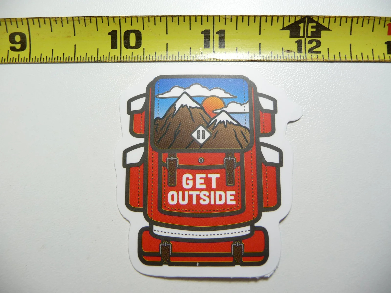 GET OUTSIDE BACKPACK HIKE HIKING SMALL STICKER DECAL CAMPING OUTDOORS PARK WILD
