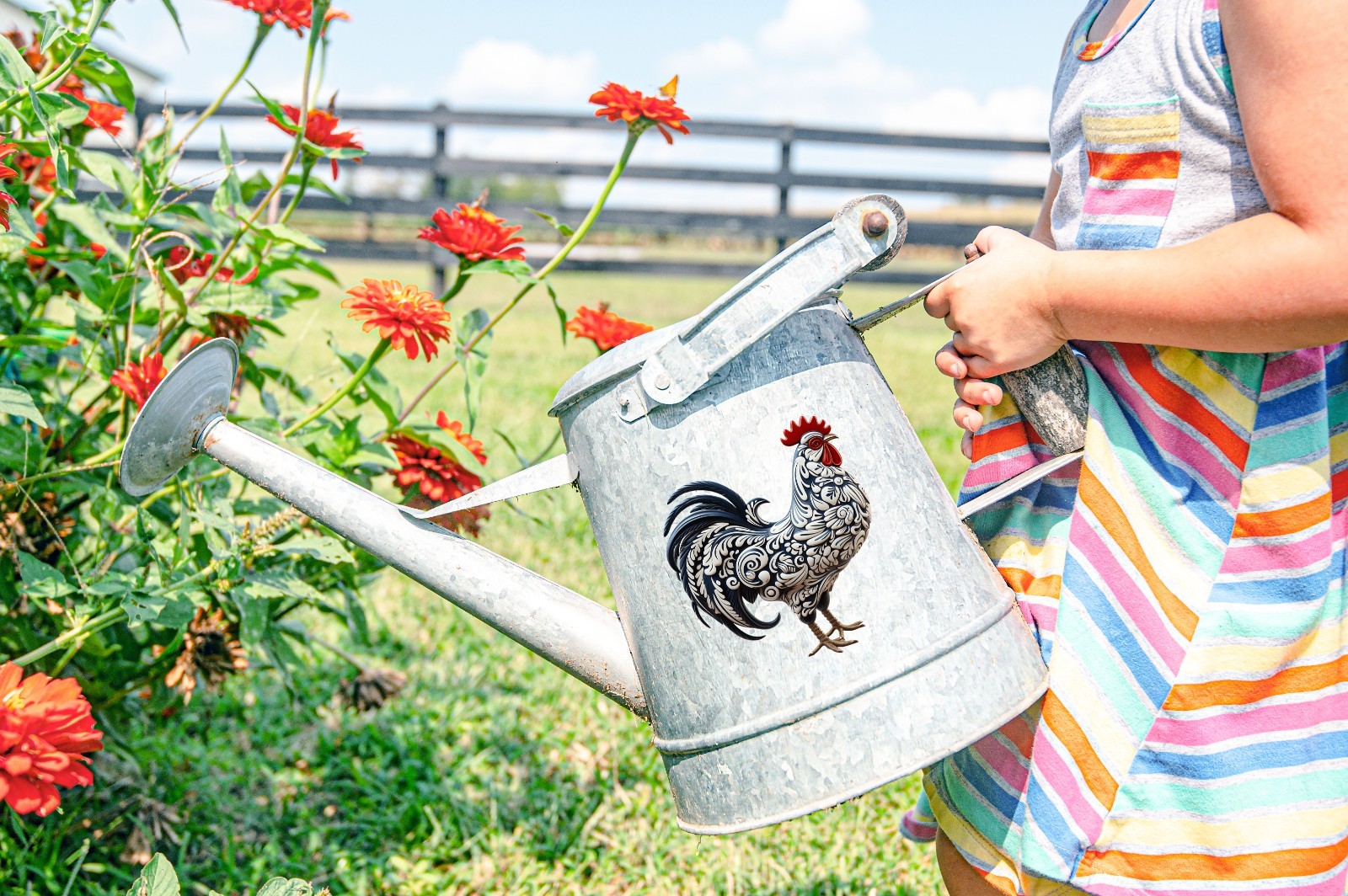 Blue and White Rooster UV DTF Transparent Sticker / Decal