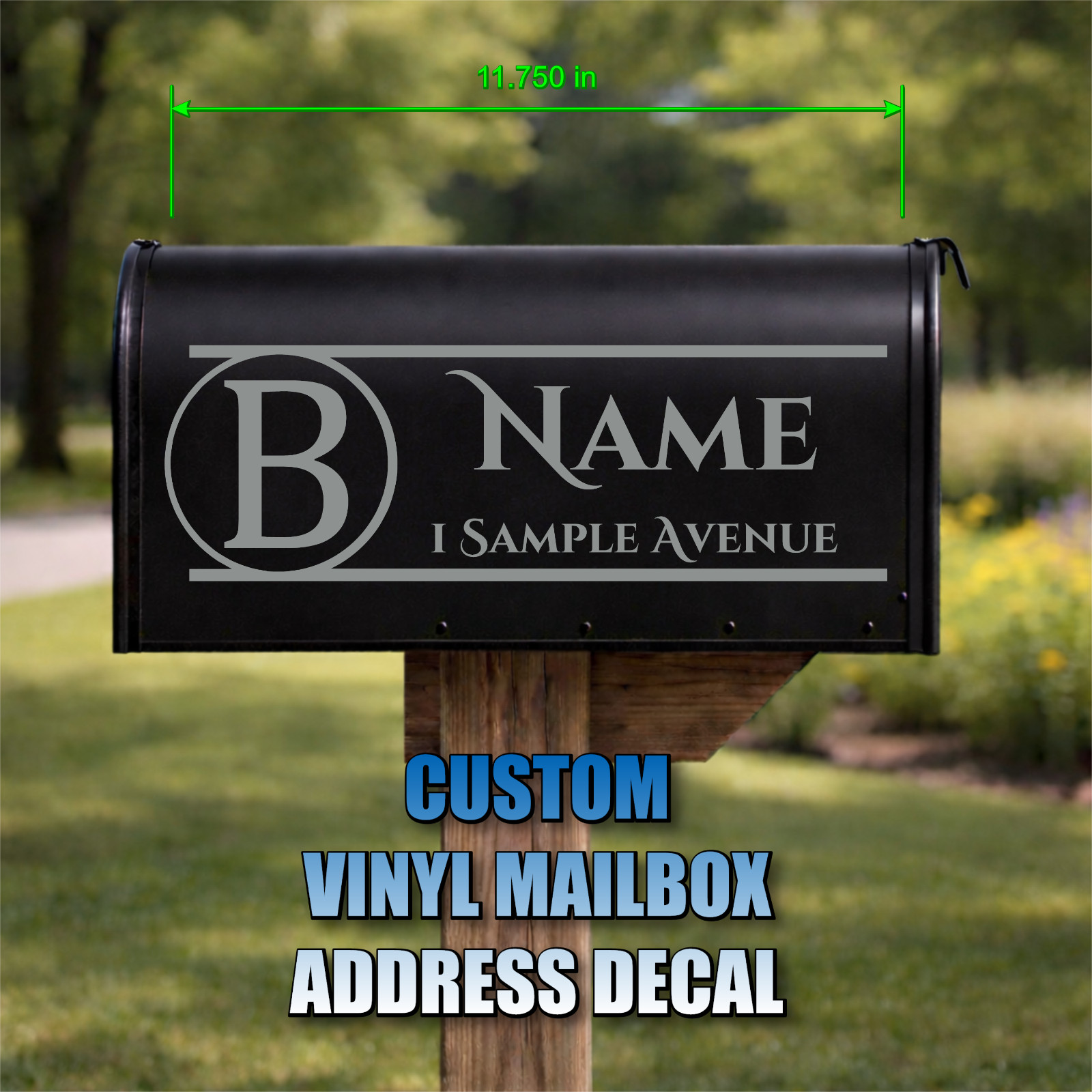 Custom Standard Monogram Mailbox Vinyl Decal— Street Address Personalization