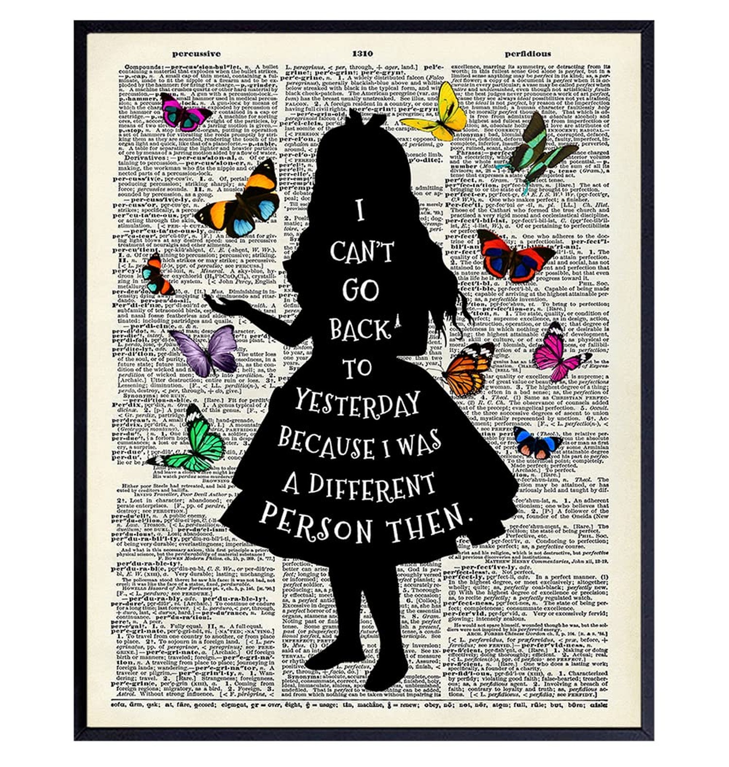 Alice Wonderland Quote Dictionary Art Print – Upcycled Home Decor, Wall Art P…