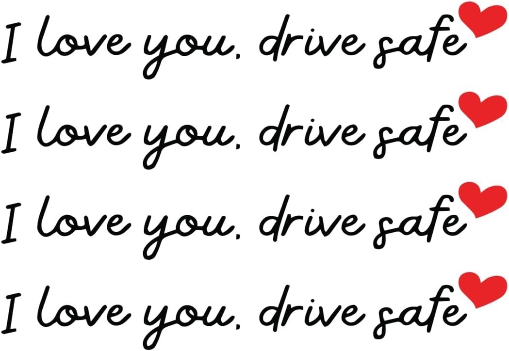 I Love You Red Heart 0.67" x 4.3" Sticker Vinyl Decal 4-Pack