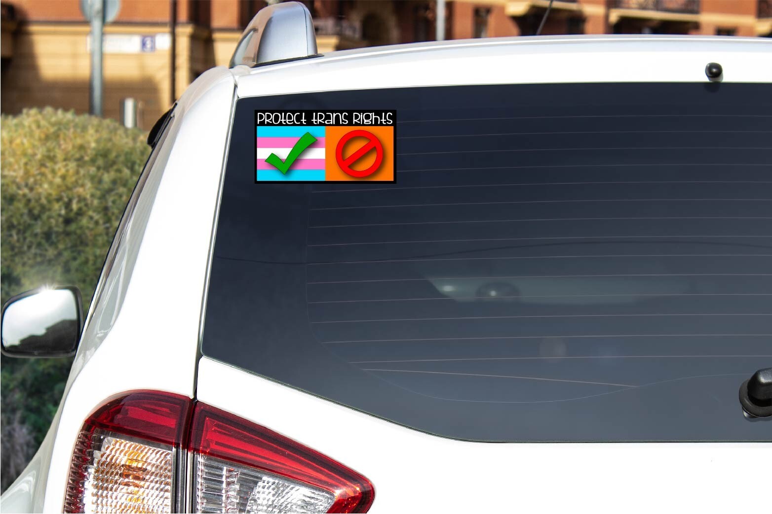 Trans Rights Decal Sticker No Orange Anti Trump Yes Love Support Flag Ally LGBTQ