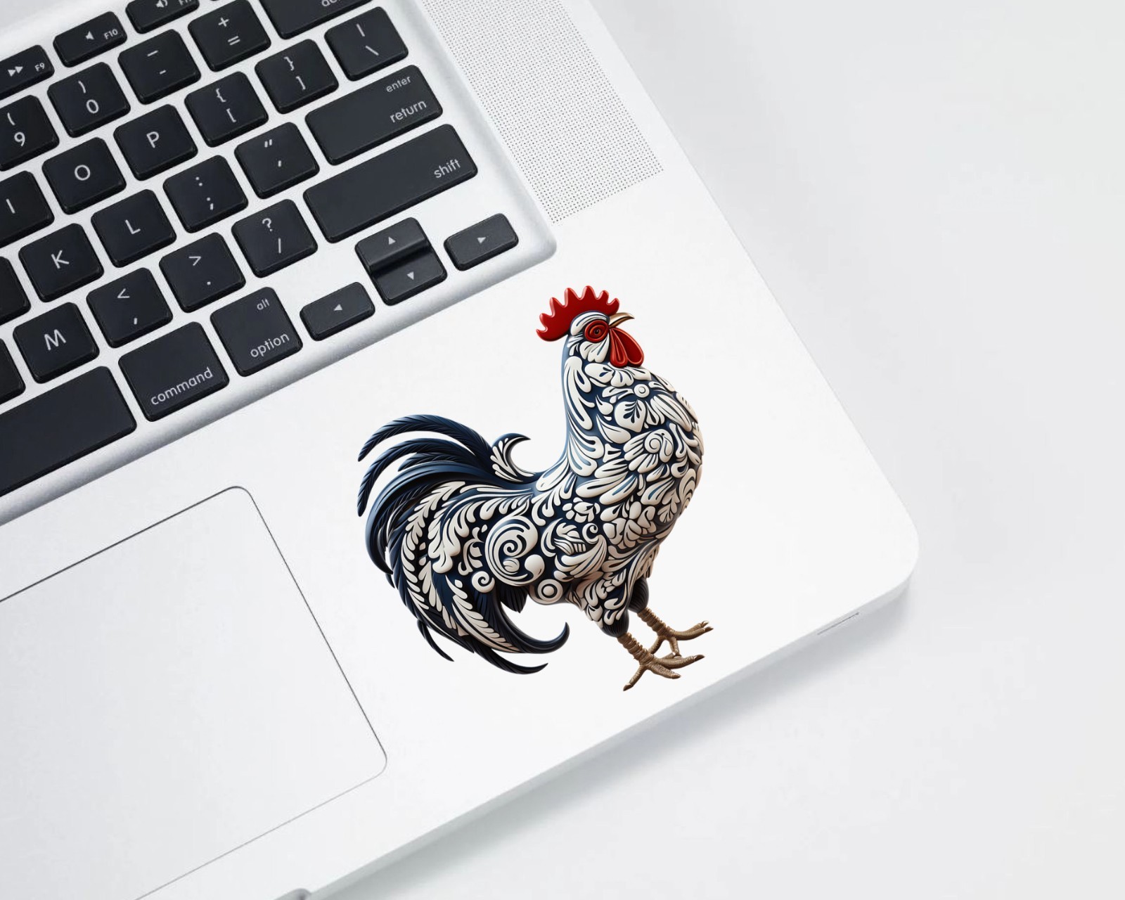 Blue and White Rooster UV DTF Transparent Sticker / Decal