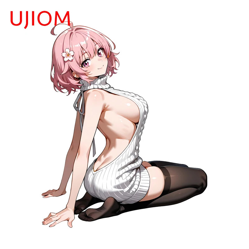 UJIOM Alluring Girl Anime Figure Wall Sticker Amusing Creative Kneel PVC Decal